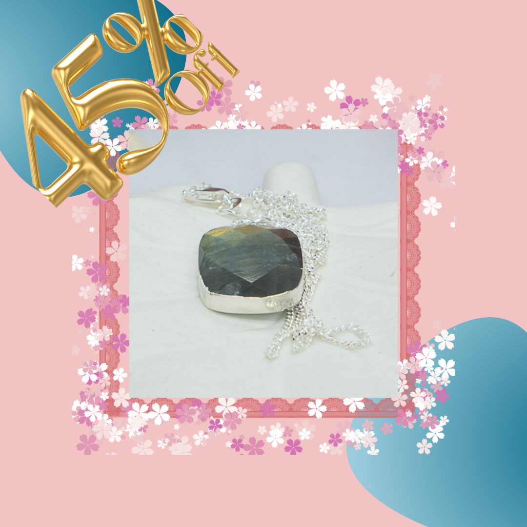Labradorite Electro-plated Necklace on Sterling Silver Chain