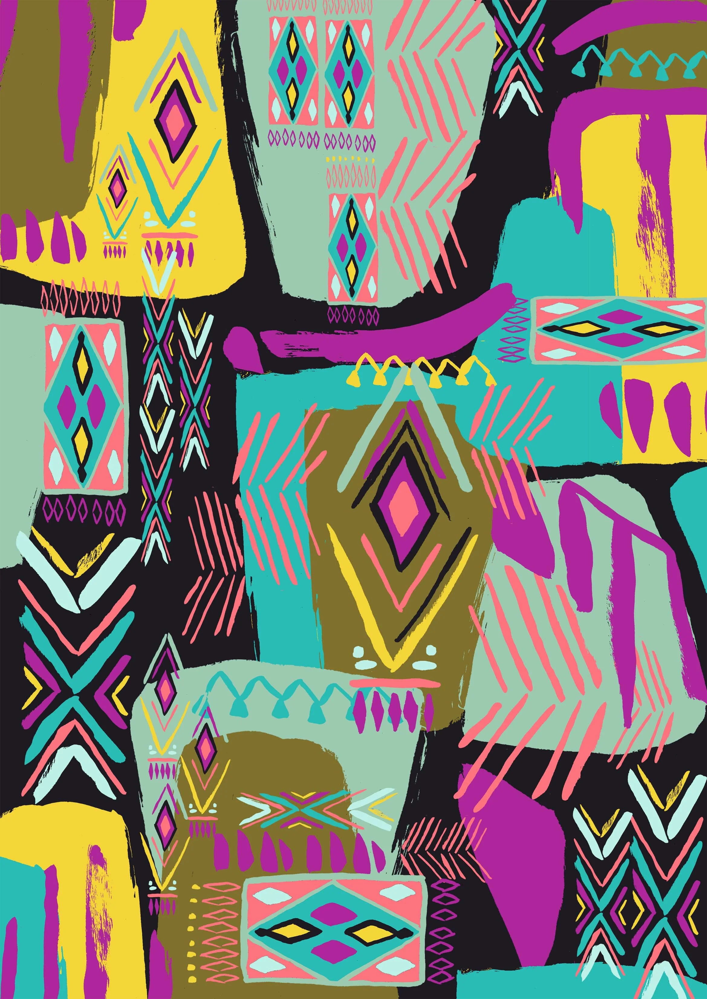Painterly Navaho Geometric