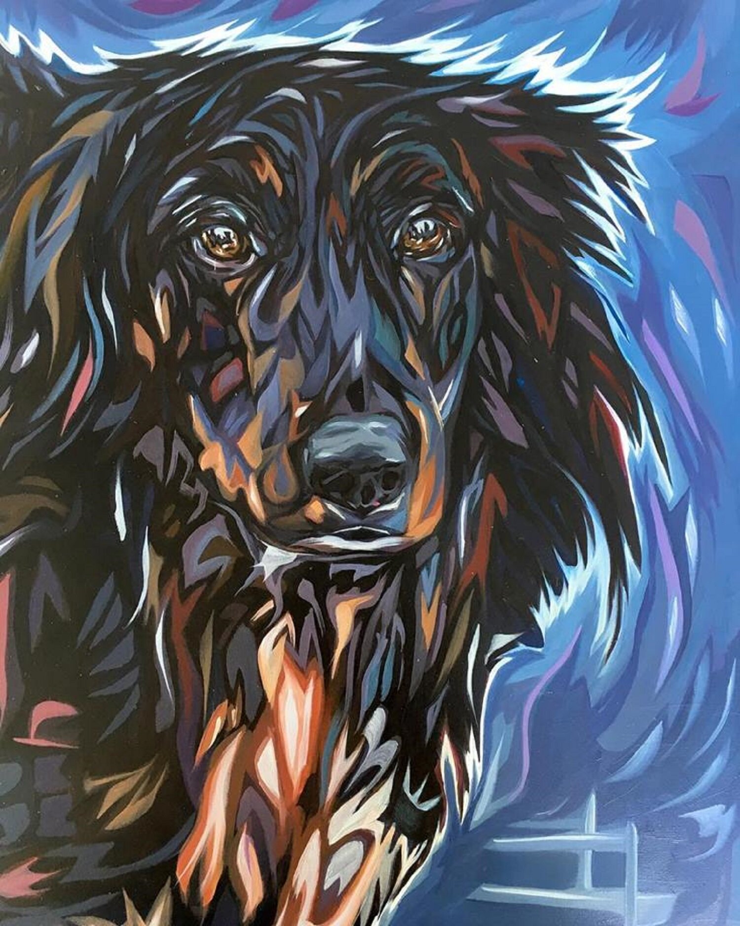 Hand Painted Dog Portrait of Romeo 12x16 Oil on Hardboard Panel