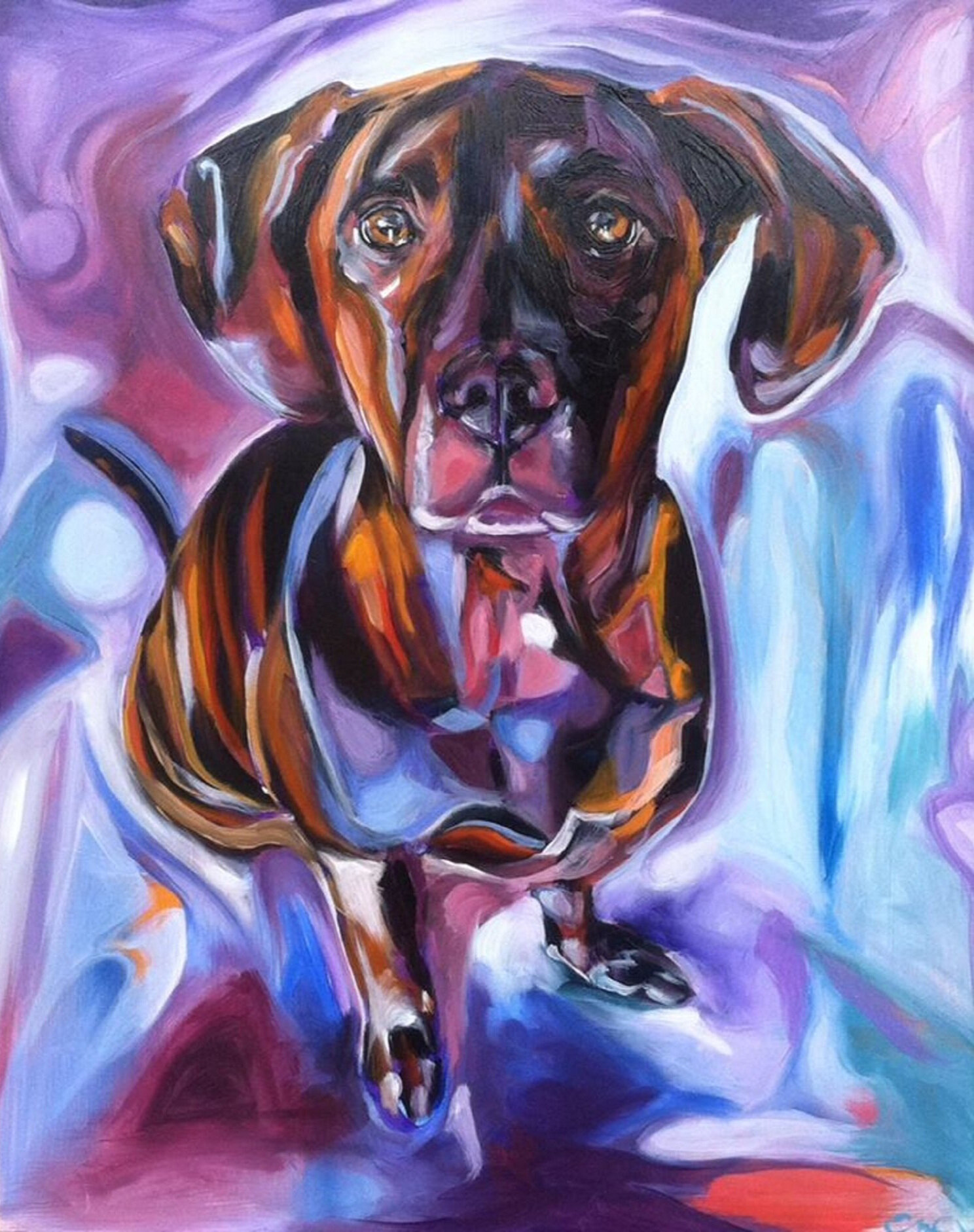 Hand Painted Dog Portrait of Lexie 16x20 Oil on Hardboard Panel