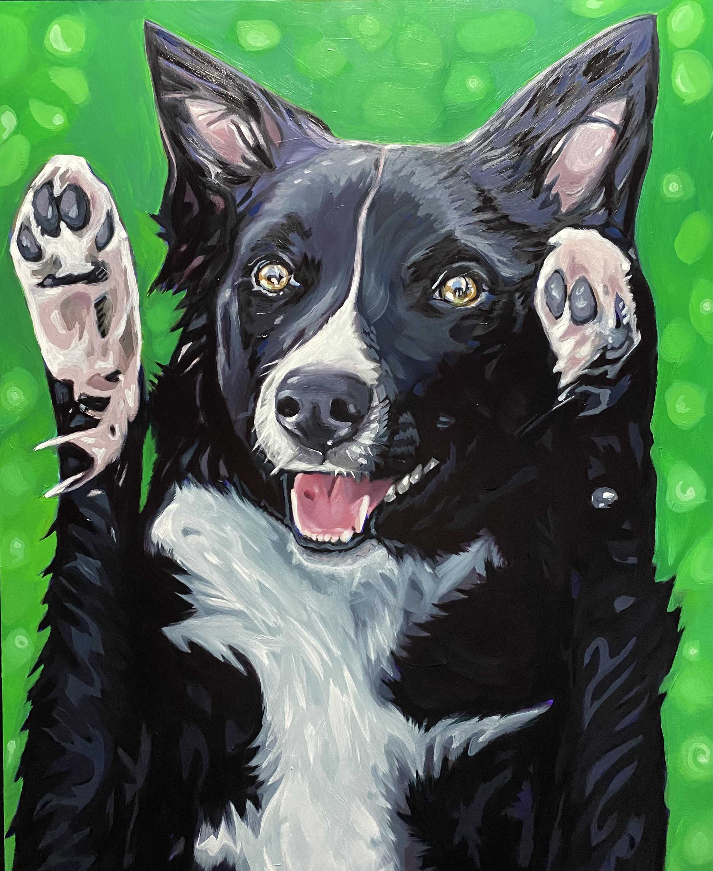 Hand Painted Dog Portrait of Raina 16x20 Oil on Hardboard Panel
