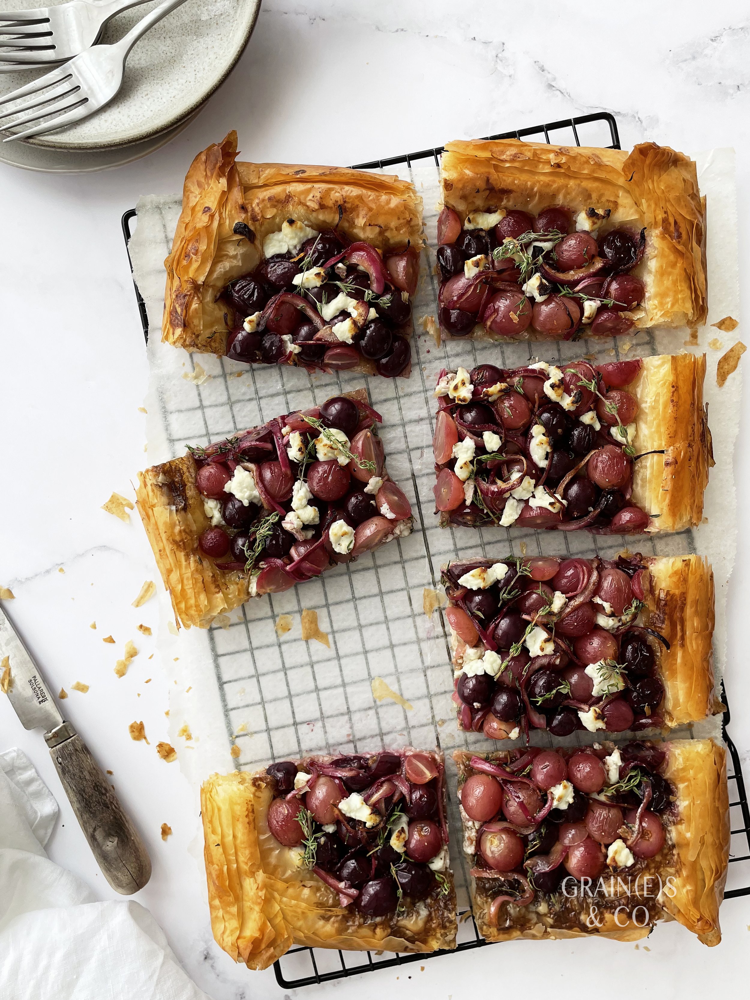 Grape &amp; Goat's Cheese Filo Tart