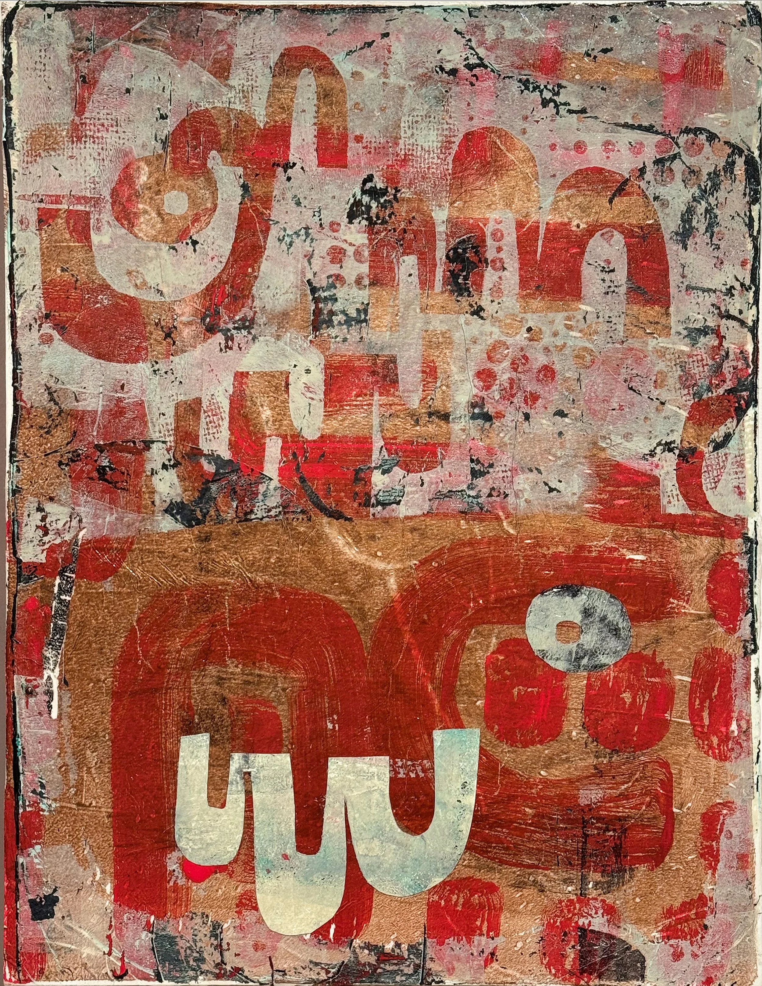 Flooded Holler [September], hand-painted and printed papers, tyvek, collage on cradled board, 24 x 16 x 2", $960