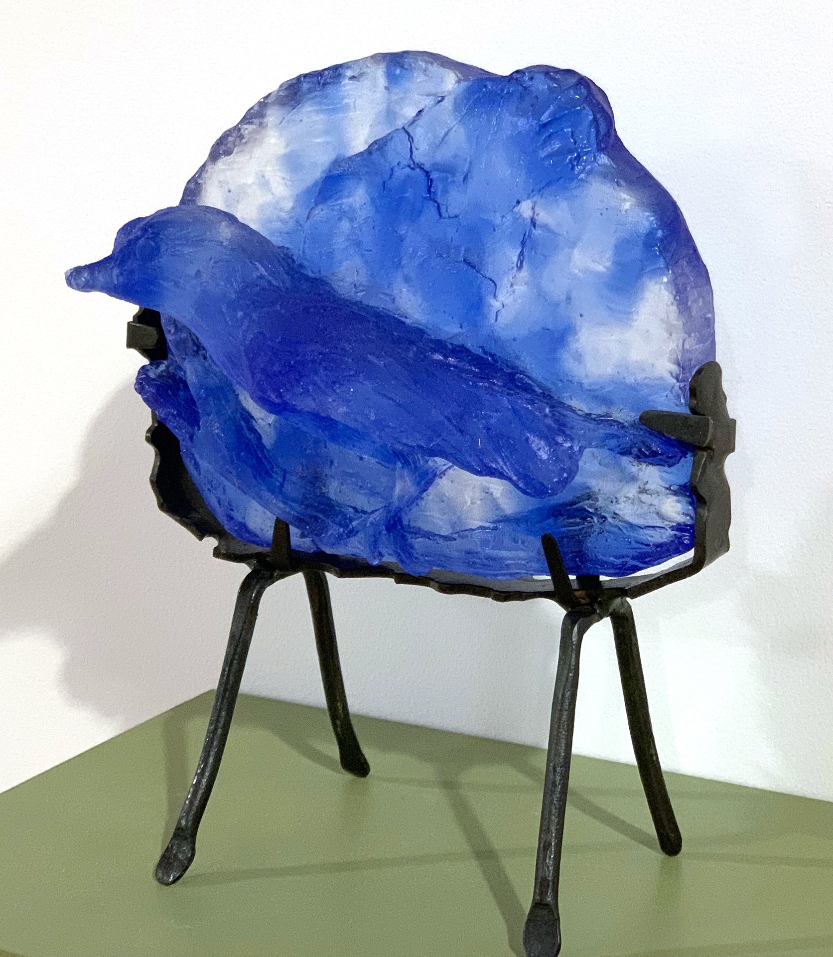 Bluest Bird (view 2)
cast glass, fabricated steel, wax
9 x 7 x 4"
$1670