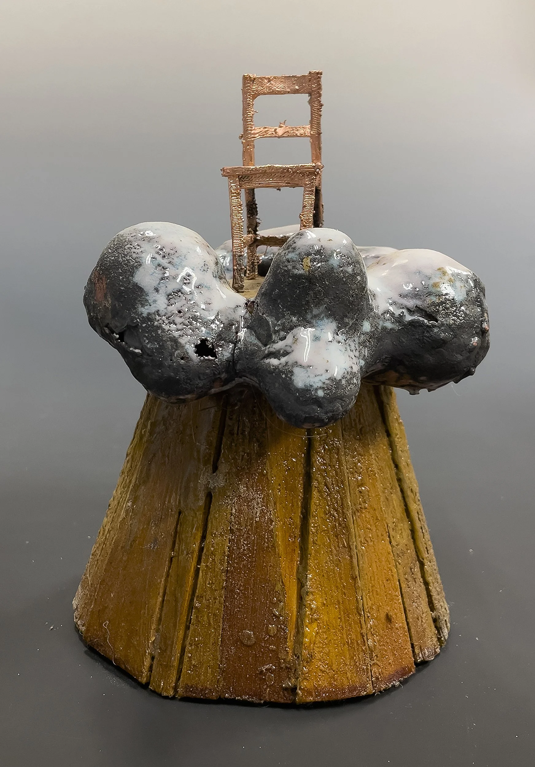 Chair in Clouds
wood, shellac, wax, electroformed copper, copper enamel
$400