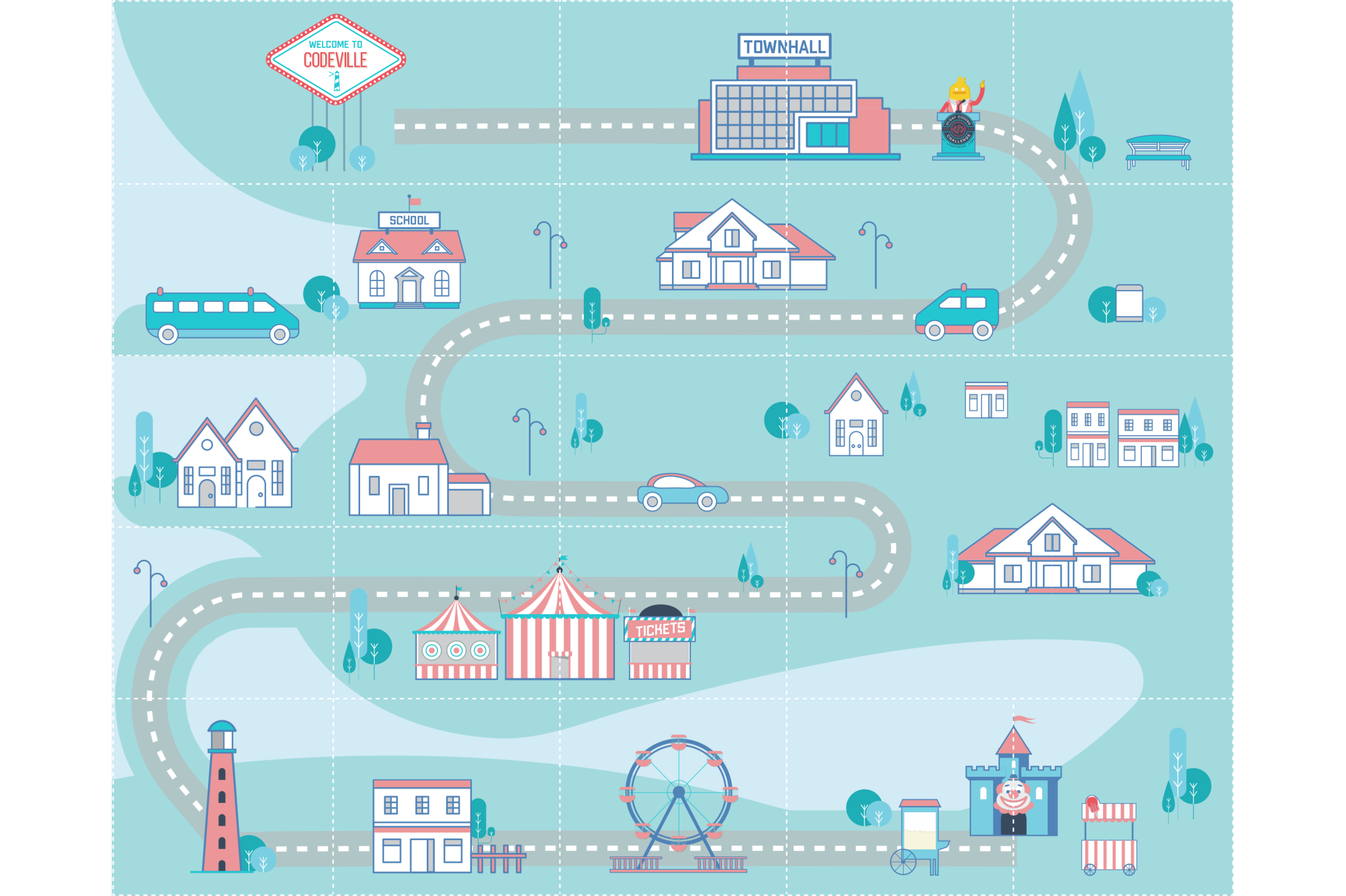 Challenge map of Codeville