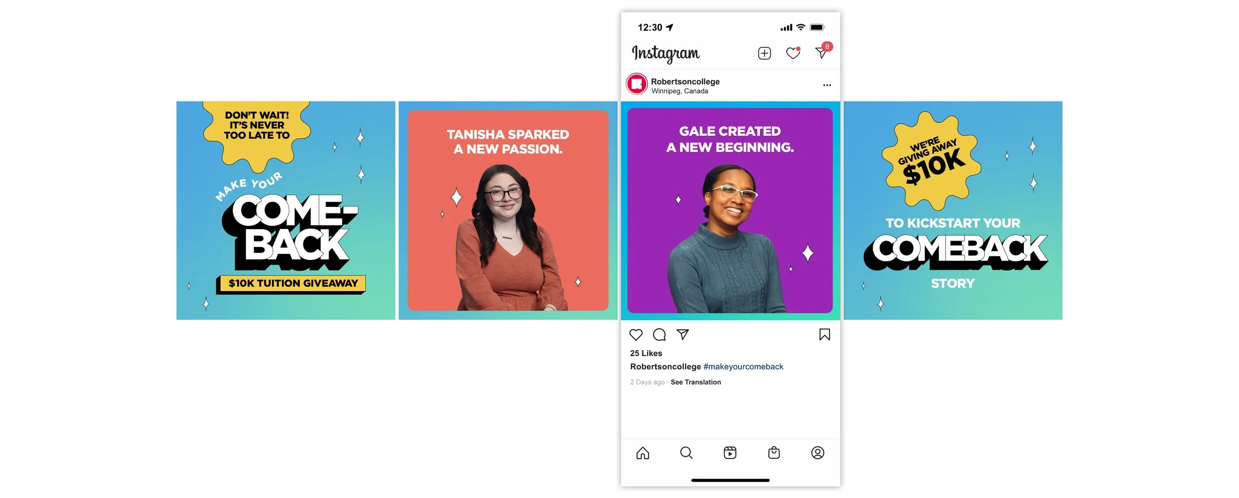  For that matter, we created the Comeback stories campaign, where students that wanted to start a new career share their comeback stories and can apply for tuition credits.  The school is also giving away 10 prizes to 10 lucky winners to make their c