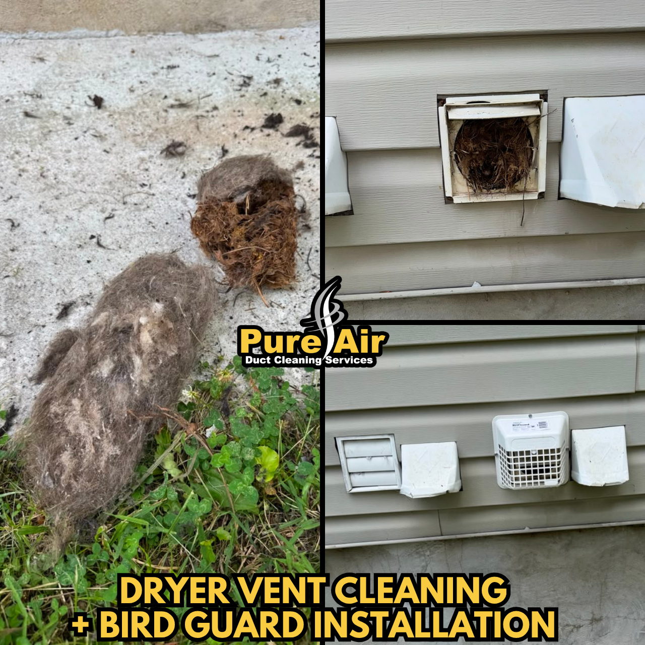 dryer vent cleaning and bird guard installation