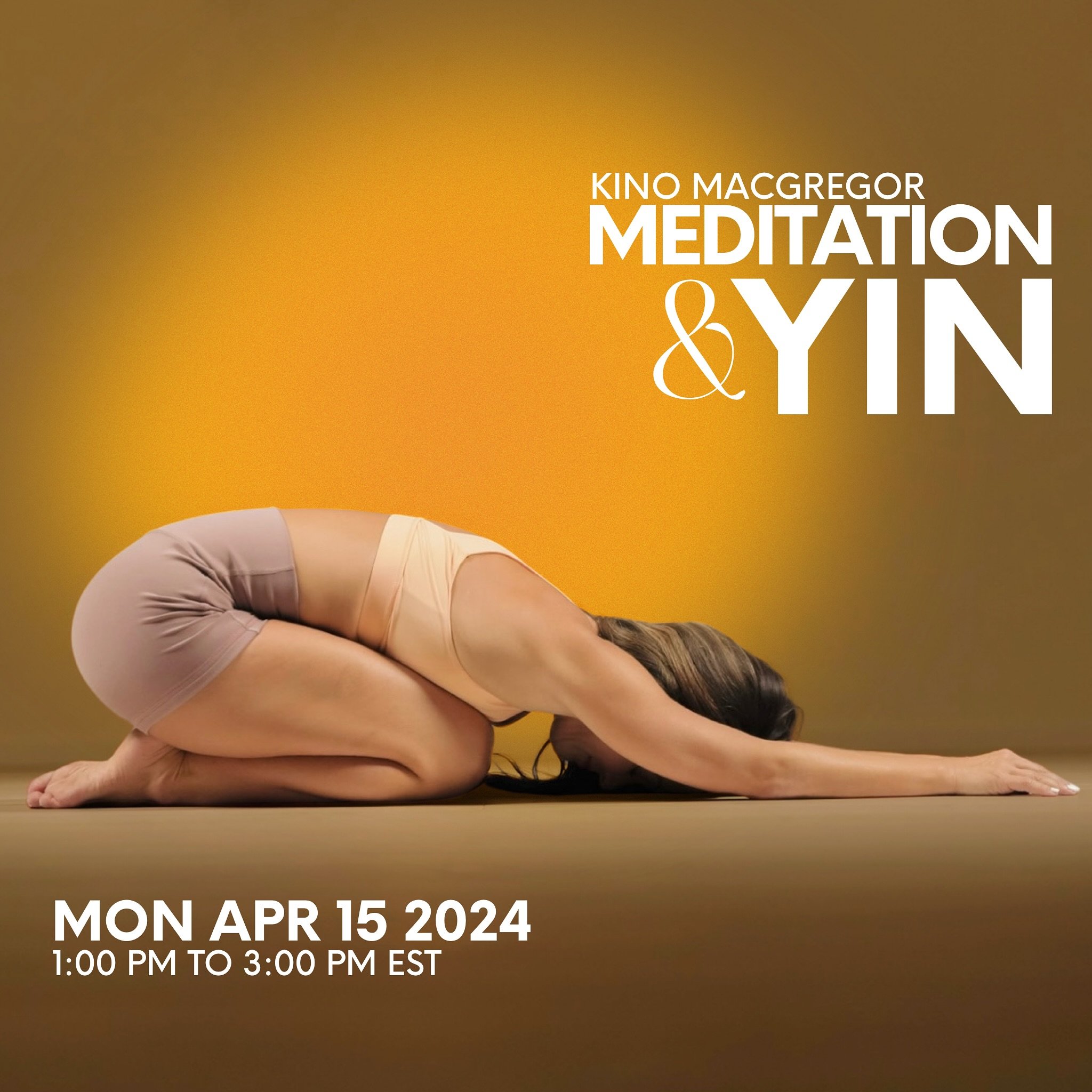 Today! Join Kino on this 2 hour long class that will include relaxing yin yoga poses for a deep release of tension in the physical and energetic bodies. Followed by a compassionately led guided meditation. This class is included in her Mysore Week st