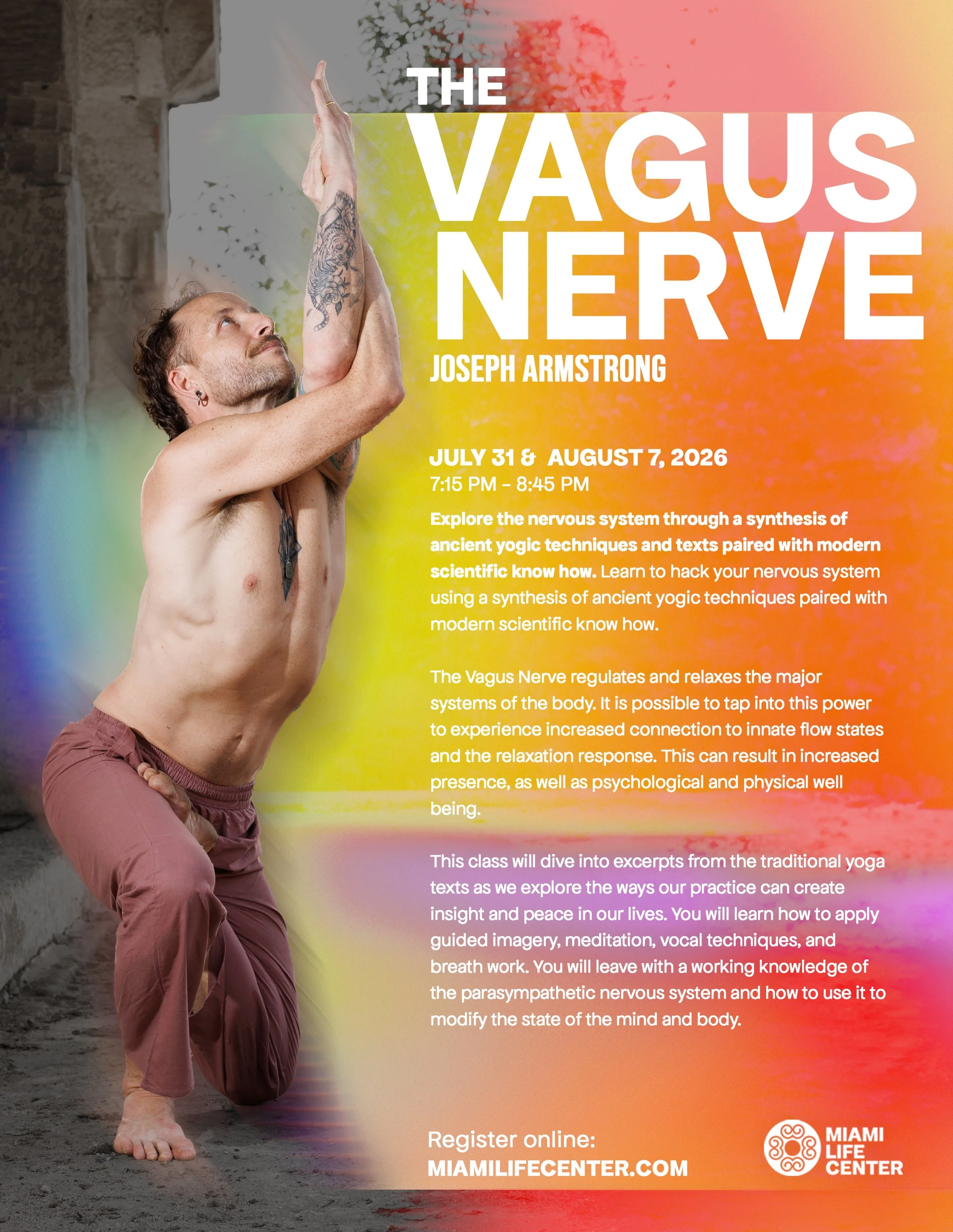 Explore the nervous system through a synthesis of ancient yogic techniques and texts paired with modern scientific know how.

Learn to hack your nervous system using a synthesis of ancient yogic techniques paired with modern scientific know how.

The