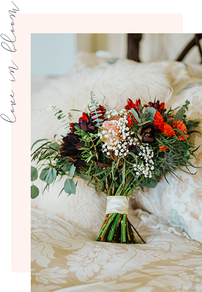 Vibrant Bridal Bouquet on Honeymoon Suite Bed