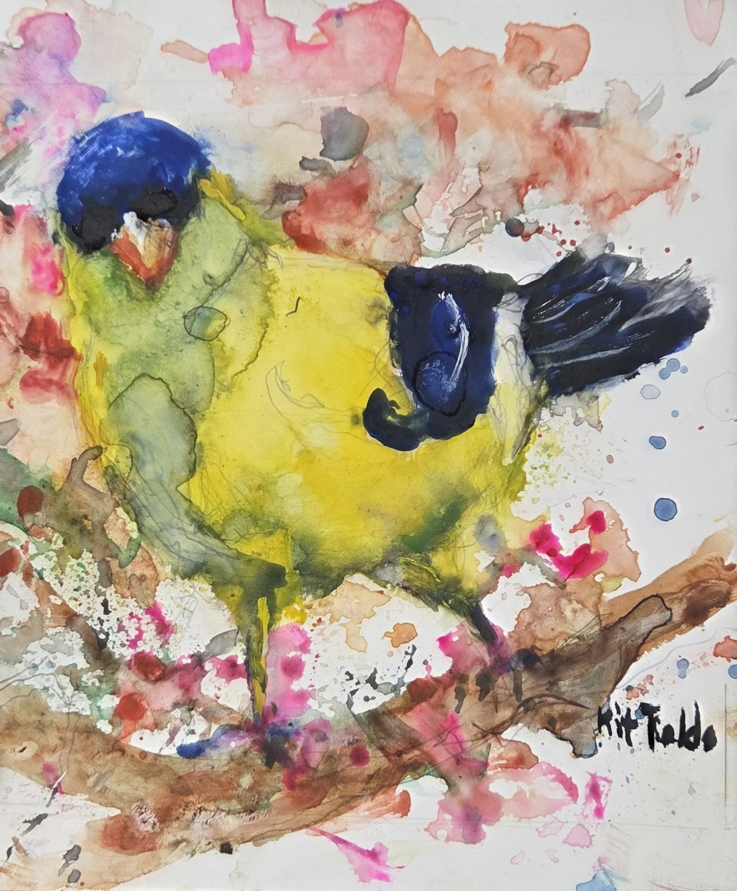 KF821- Beaks and Branches IV, 5x6, watercolor on yupo