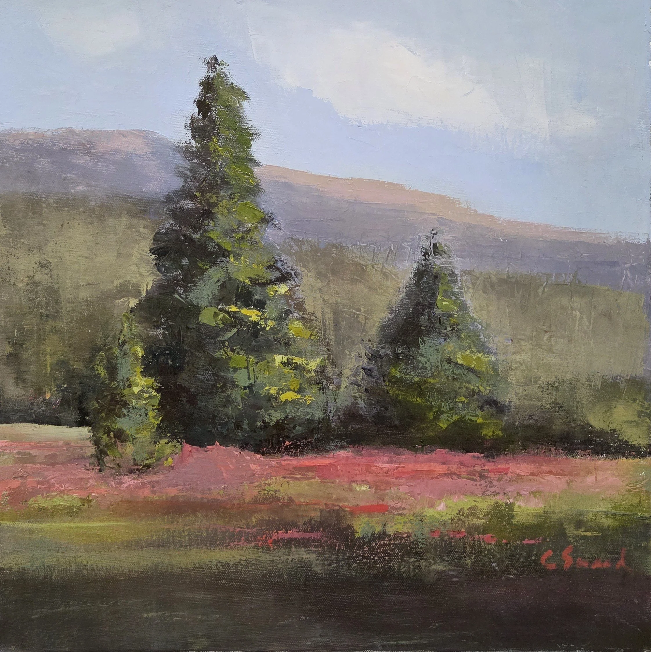 CS249- Campfire Lodge, Montana II, 16x16, oil on canvas