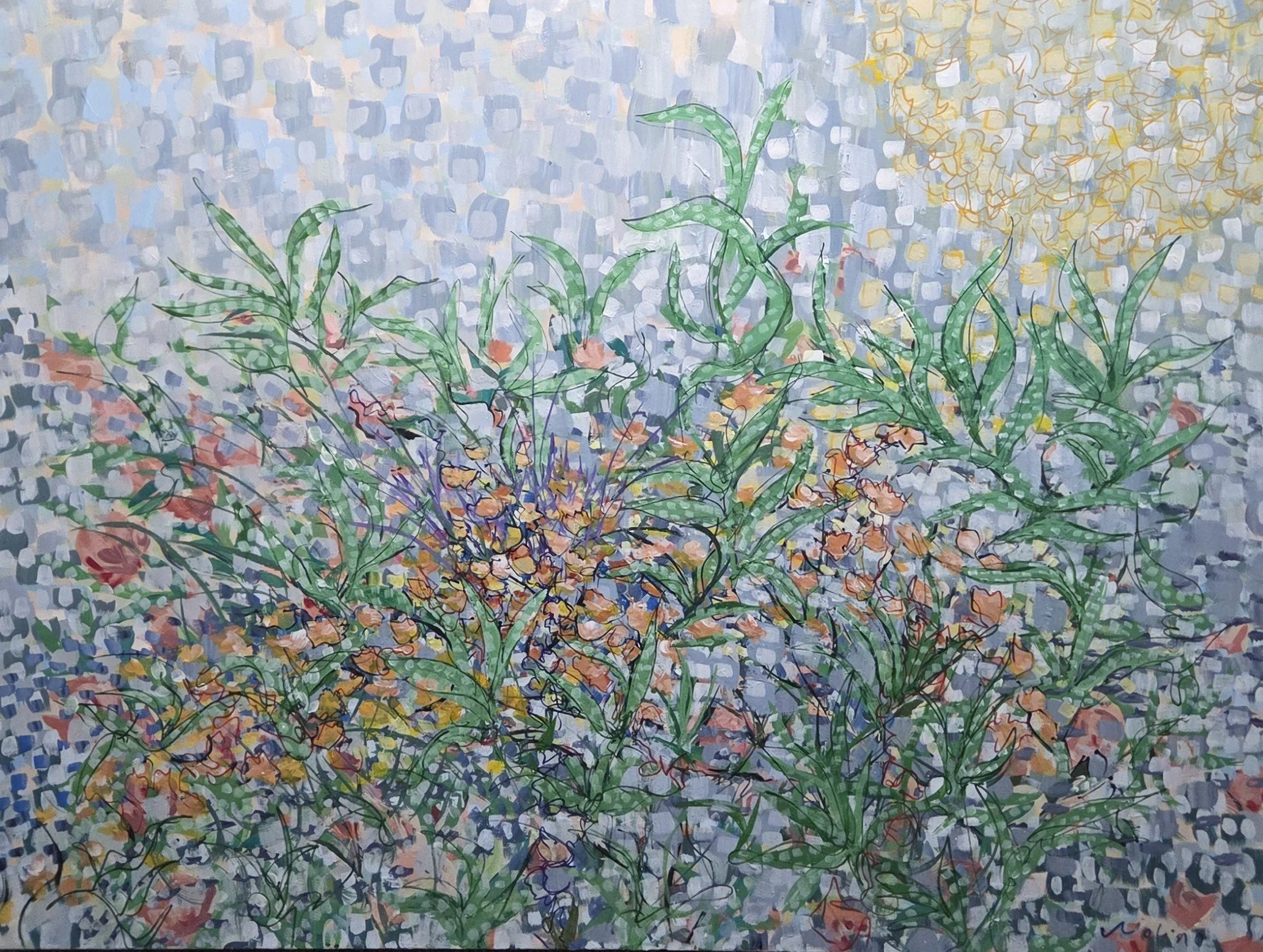 MS133- Garden Party, 48x36, acrylic on canvas