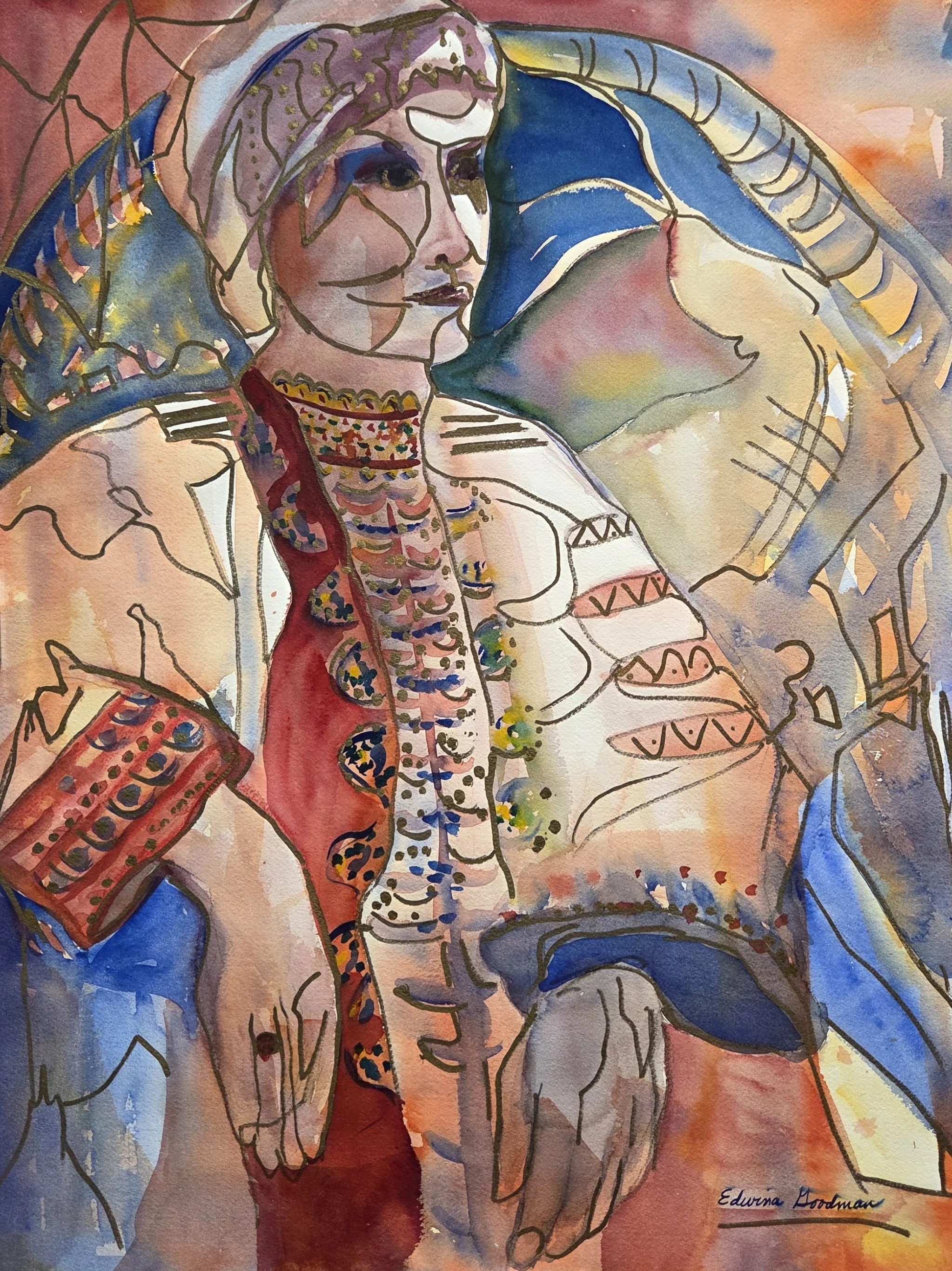 EG008- A Royal Robe, 18x24, mixed media