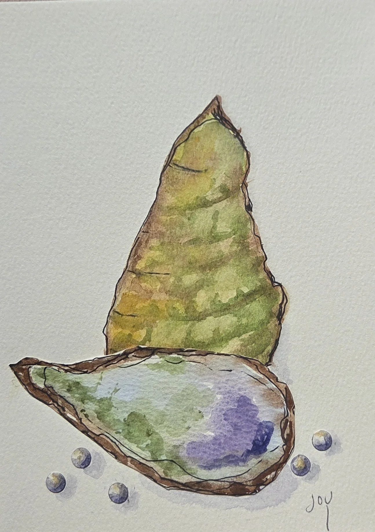 JC353- Pearly Perfection II, 5.5x7, mixed media