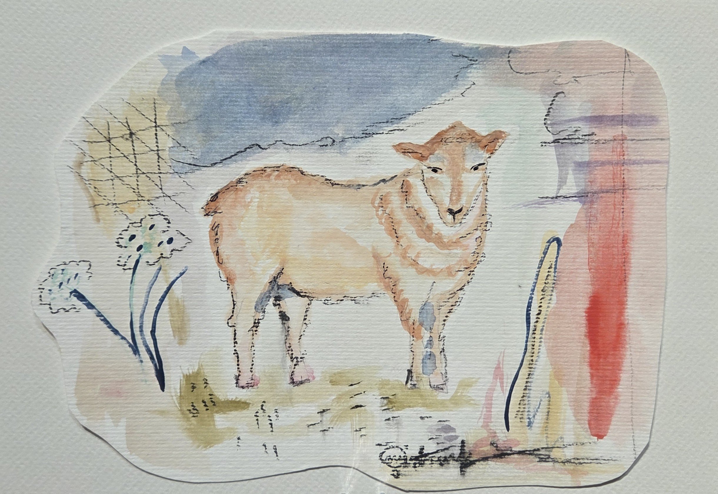 AWS218- Menagerie IV, 8x6, mixed media on paper