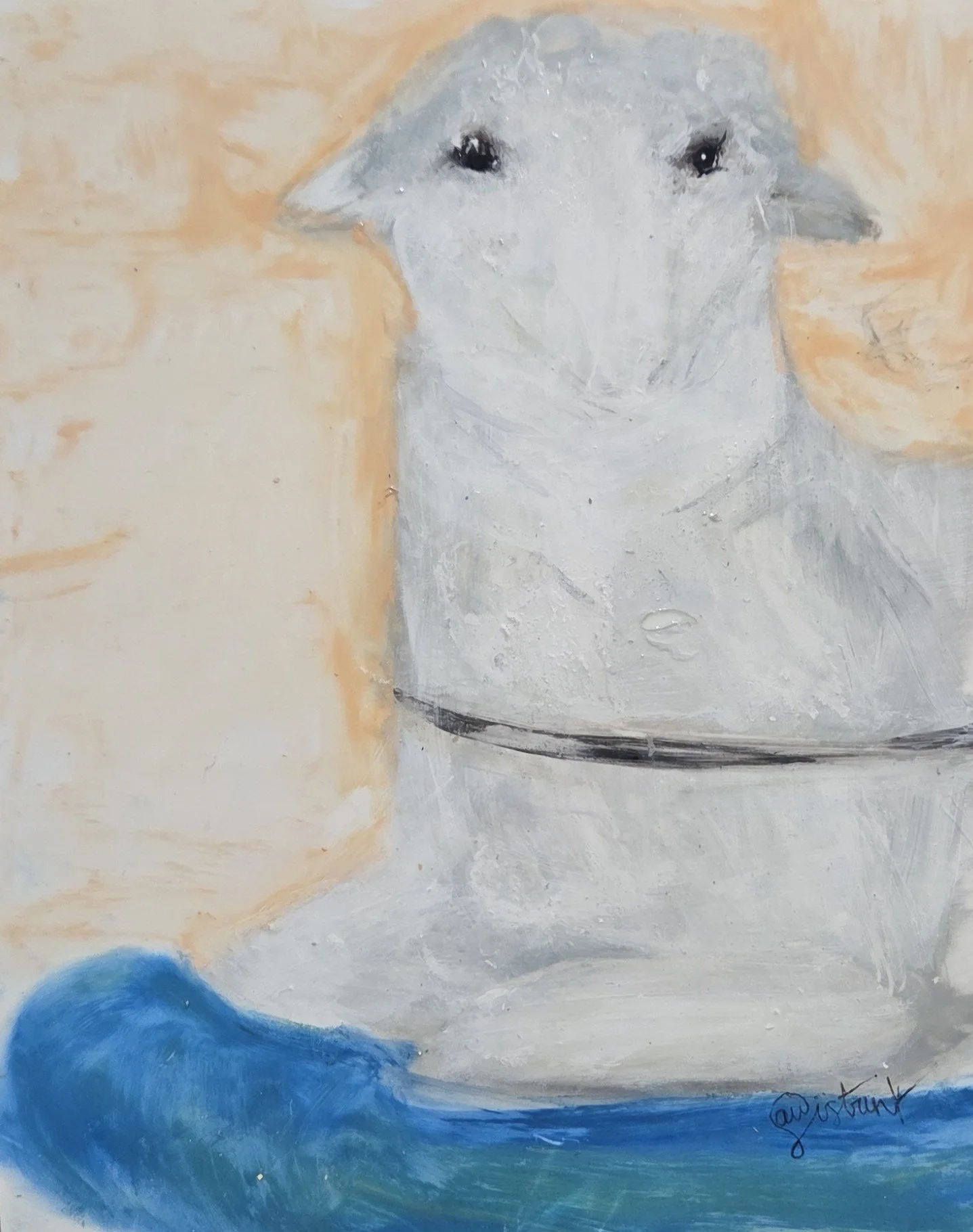 AWS206- Lamb Butter Dish Study, 7x8.5, mixed media