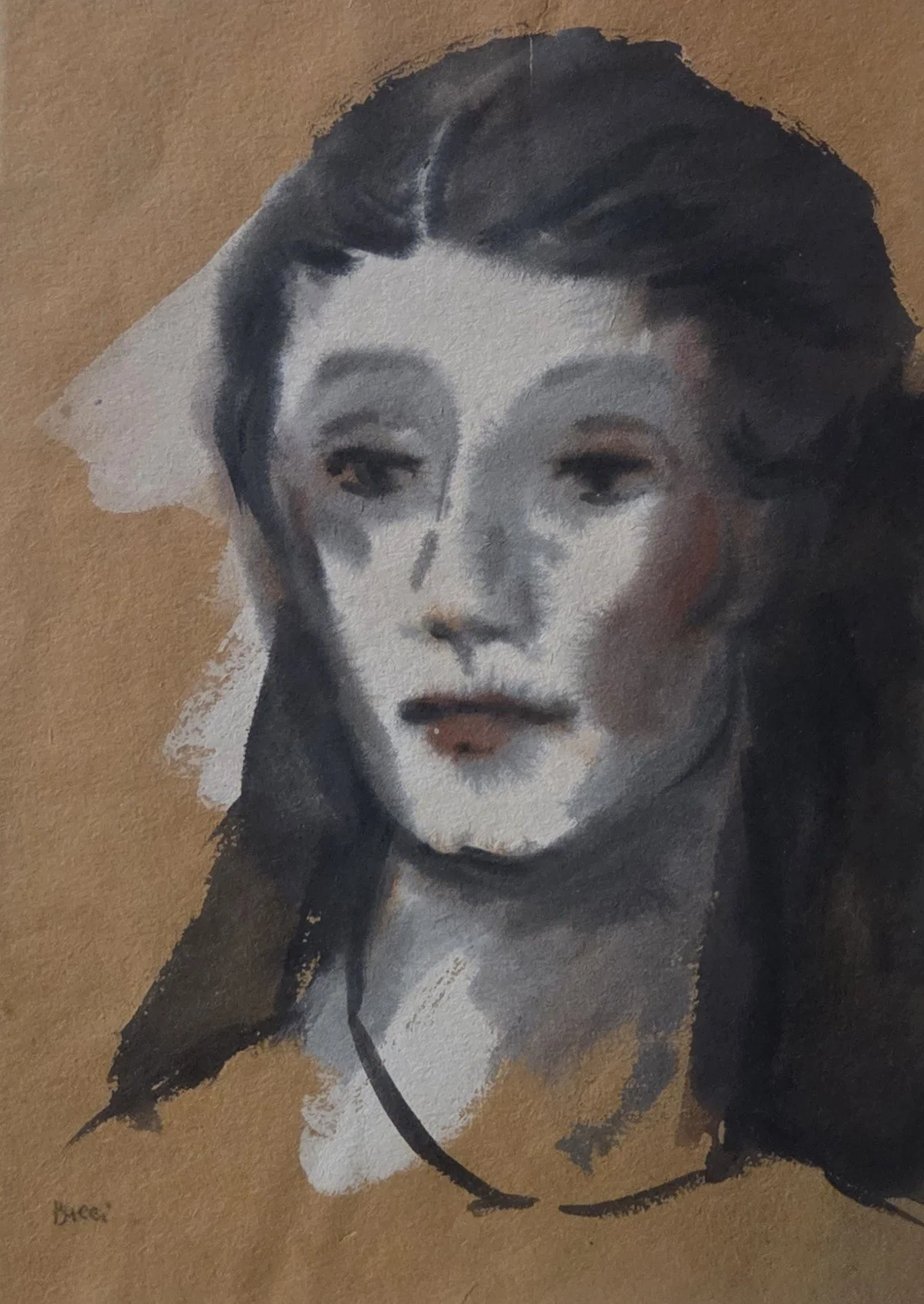 Andrew Bucci, Lady Portrait, 8.5x11, mixed media on paper