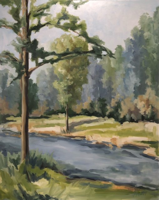 JE825- Amongst the Trees, 48x60, oil on canvas