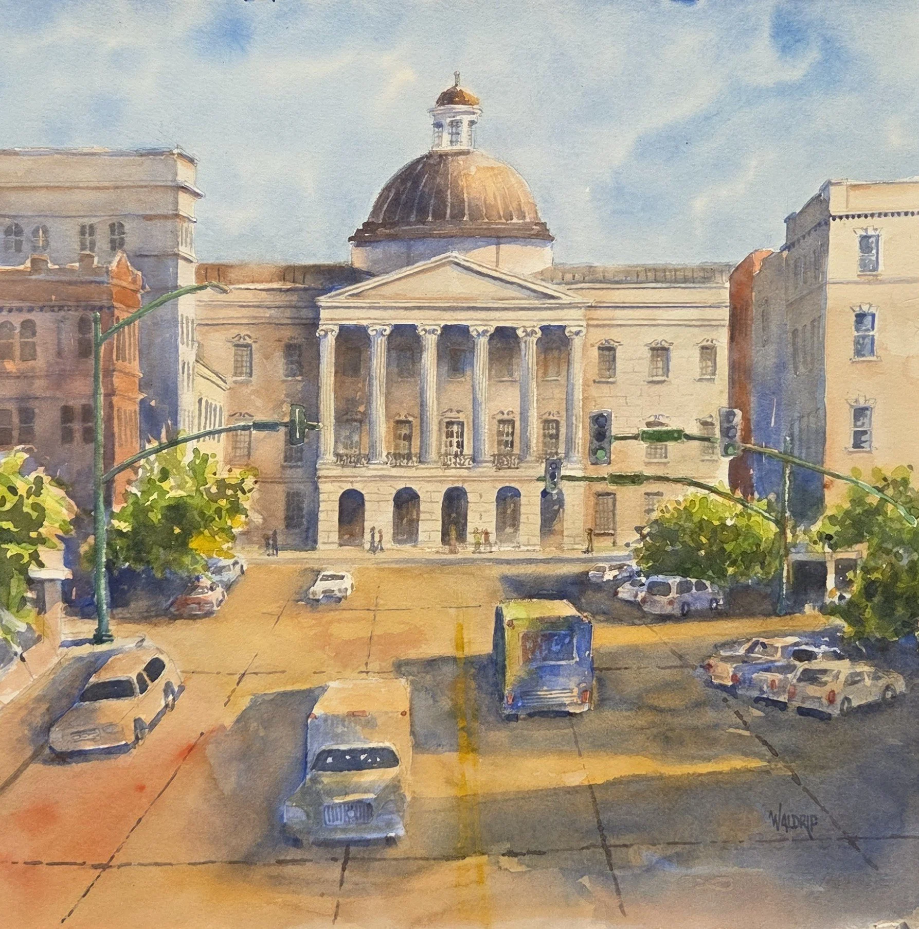 DW470- Old Capitol, 15x14.5, watercolor