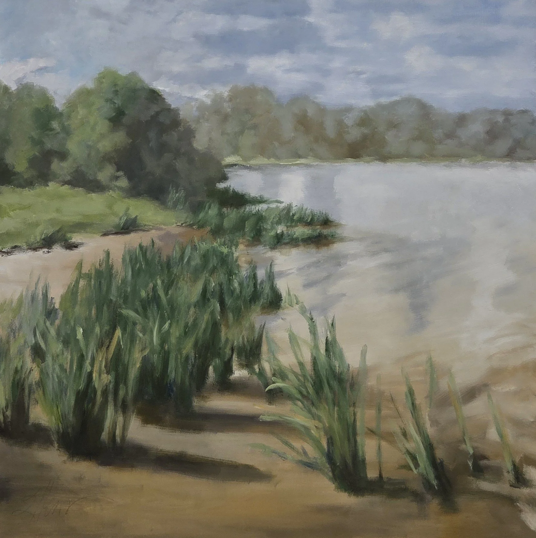 JE848- A Day at the Lake, 48x48, oil on canvas