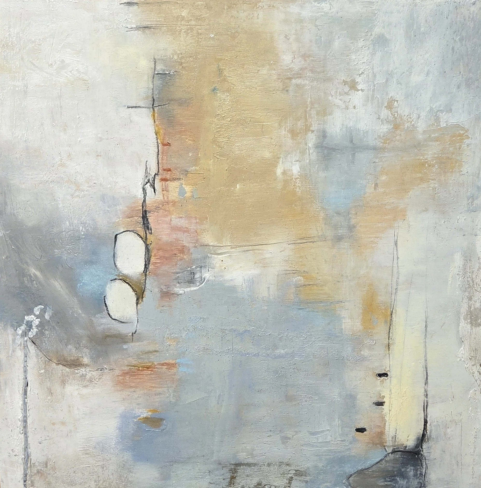 LSP028- Abstract Inscribed III, 16x16, mixed media