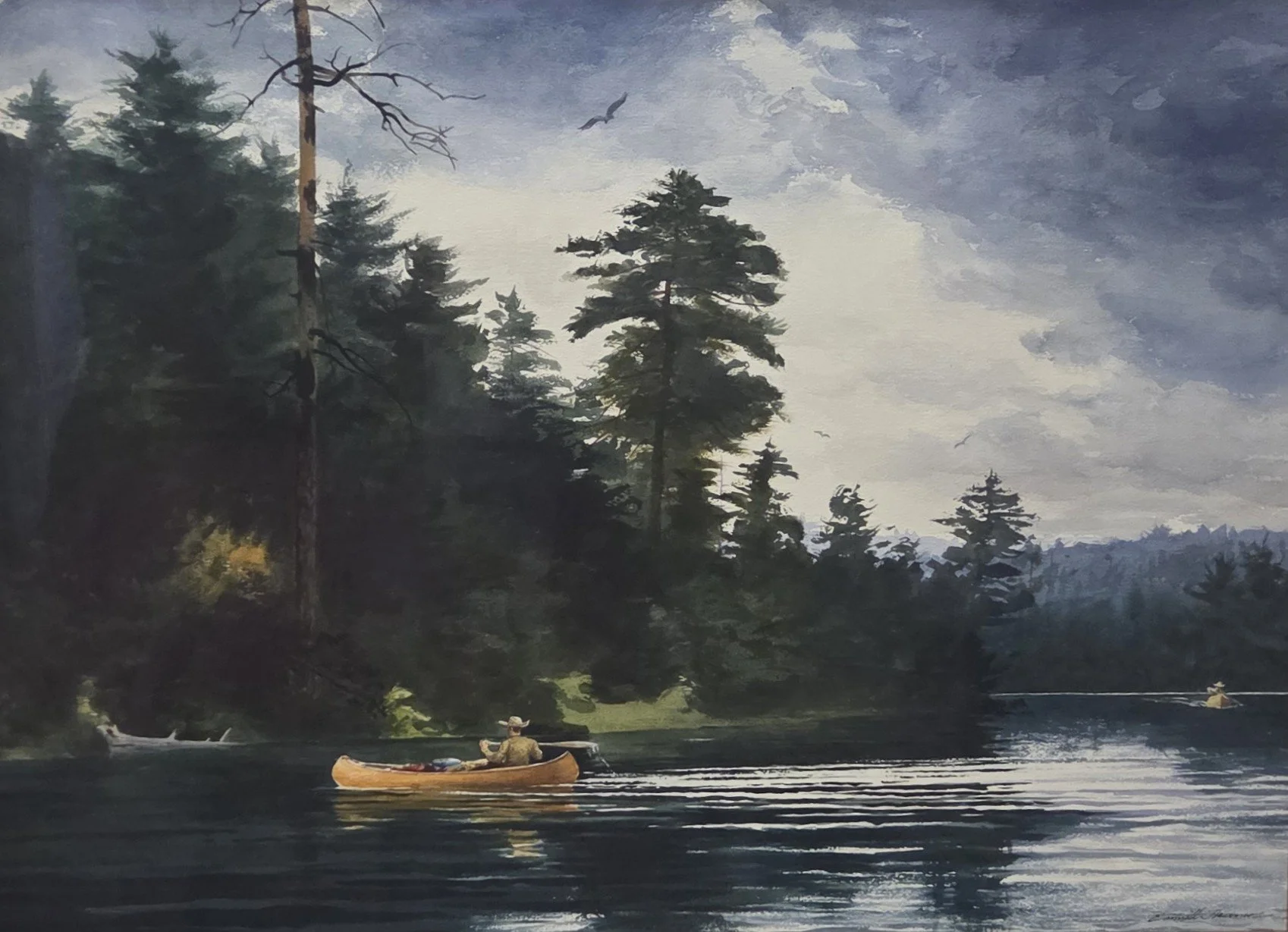 Emmitt Thames, Campers on Black Creek, 30x22, watercolor
