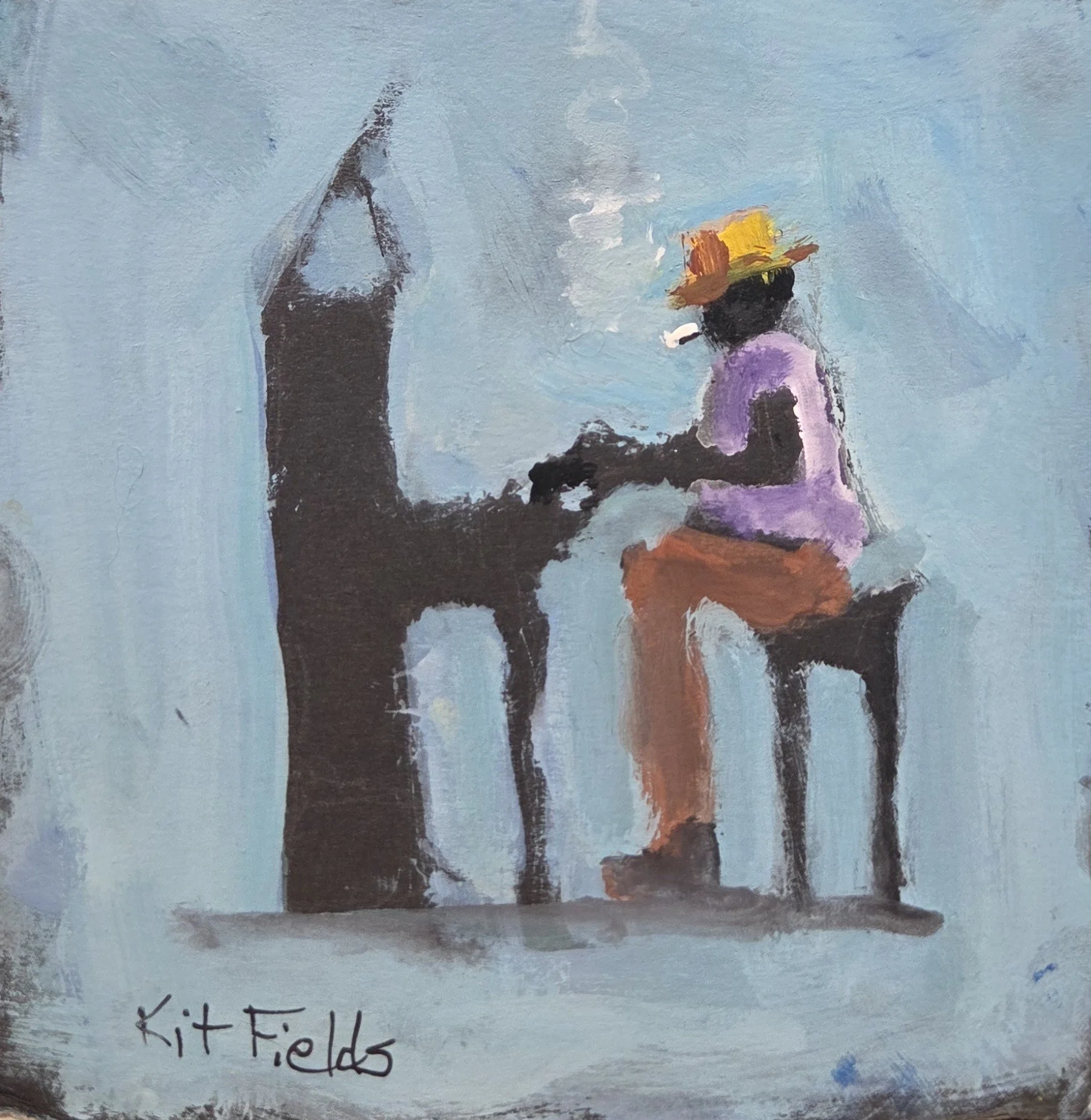 KF835- Tiny Tunes I, 4x4, gouache