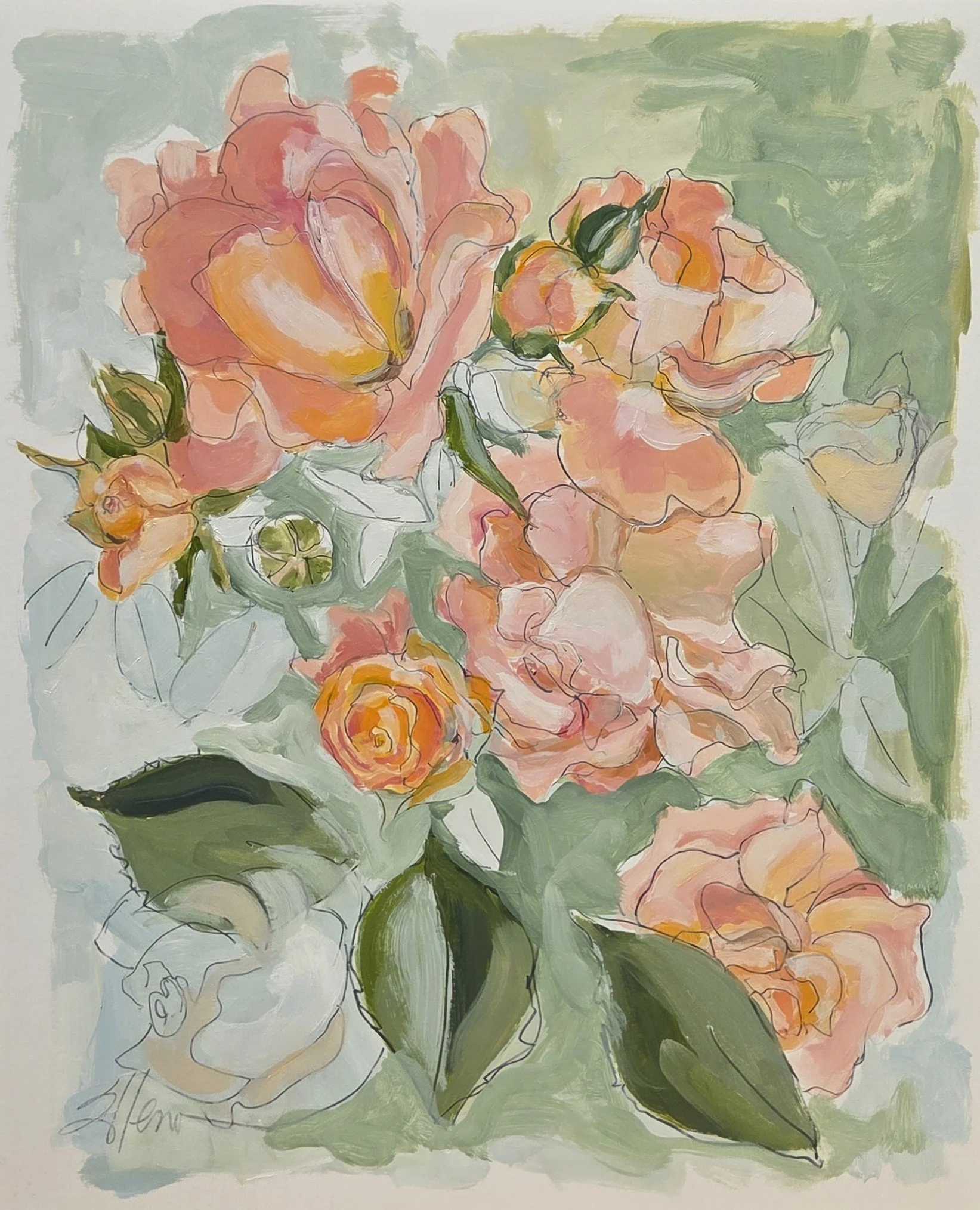 JE843- Garden Buds V, 14x17, oil on paper