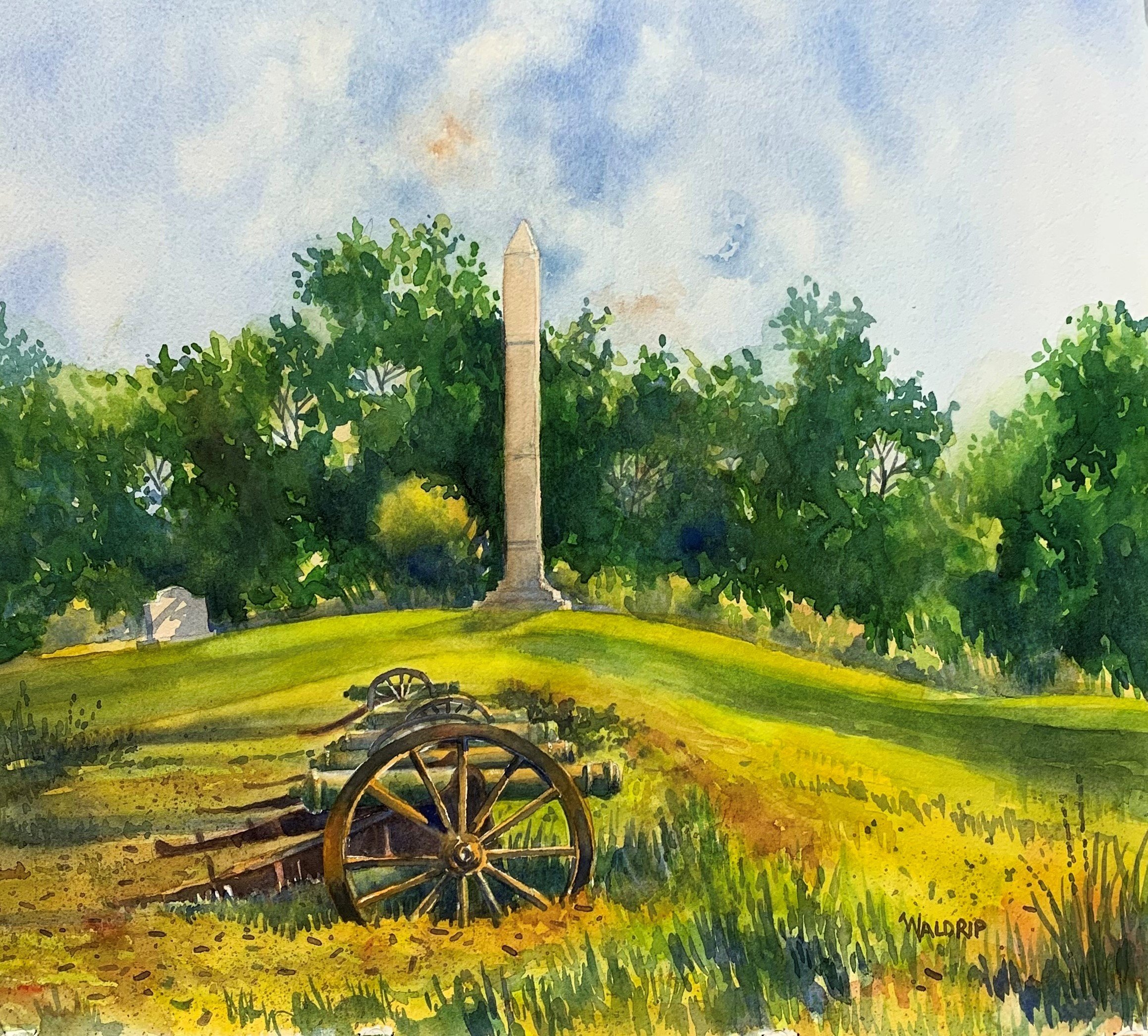 DW335- Along the Line, Vicksburg National Military Park, 14.5x13, watercolor