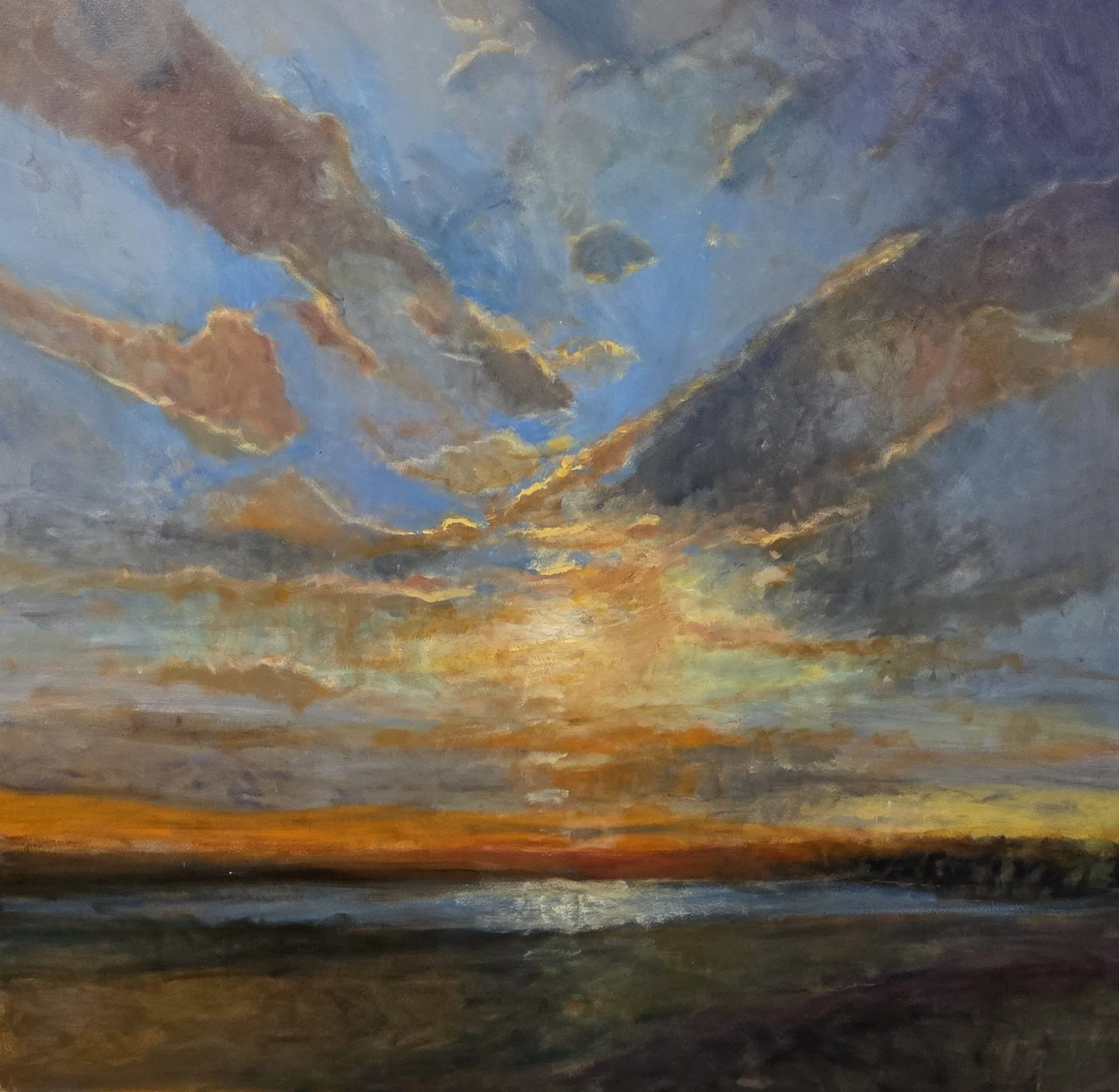 GG647- Explosive Sunrise, 60x60, oil on canvas