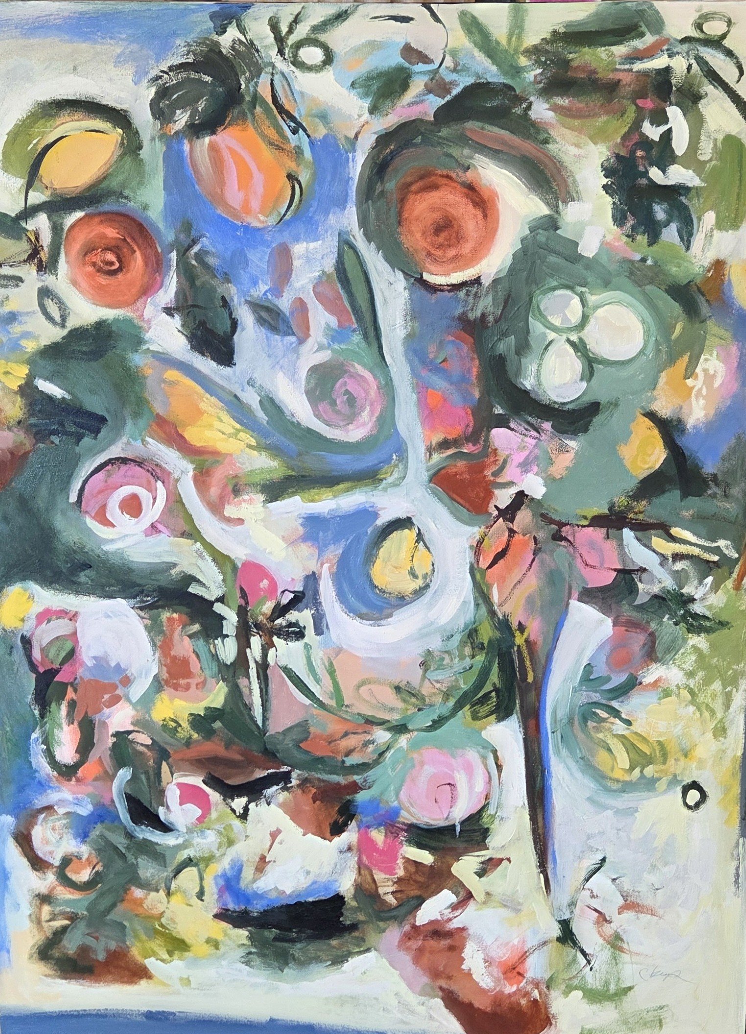 CMK762- Green Garden in Spring, 36x48, oil on canvas