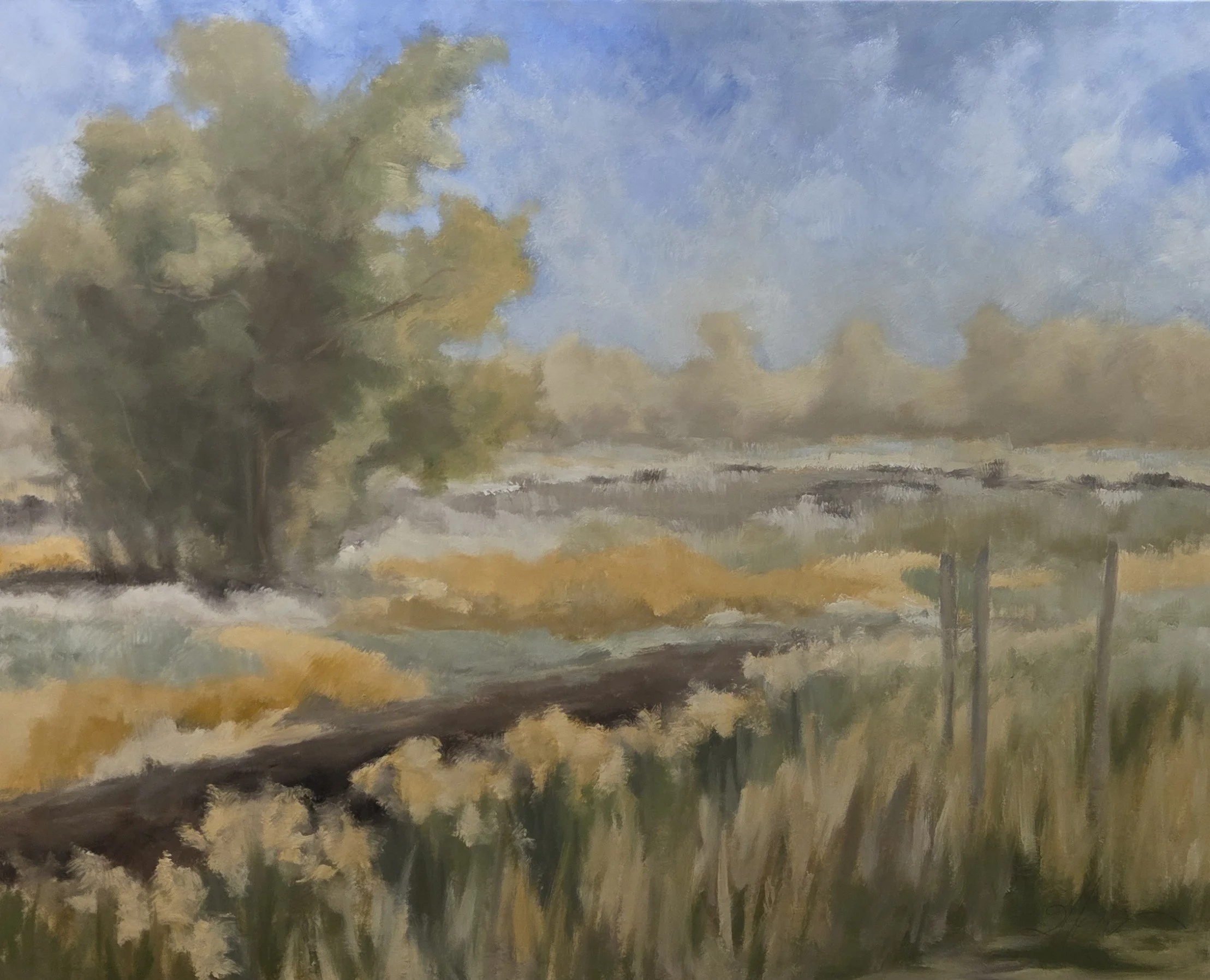 JE850- Hazy Landscape, 60x48, ol on canvas