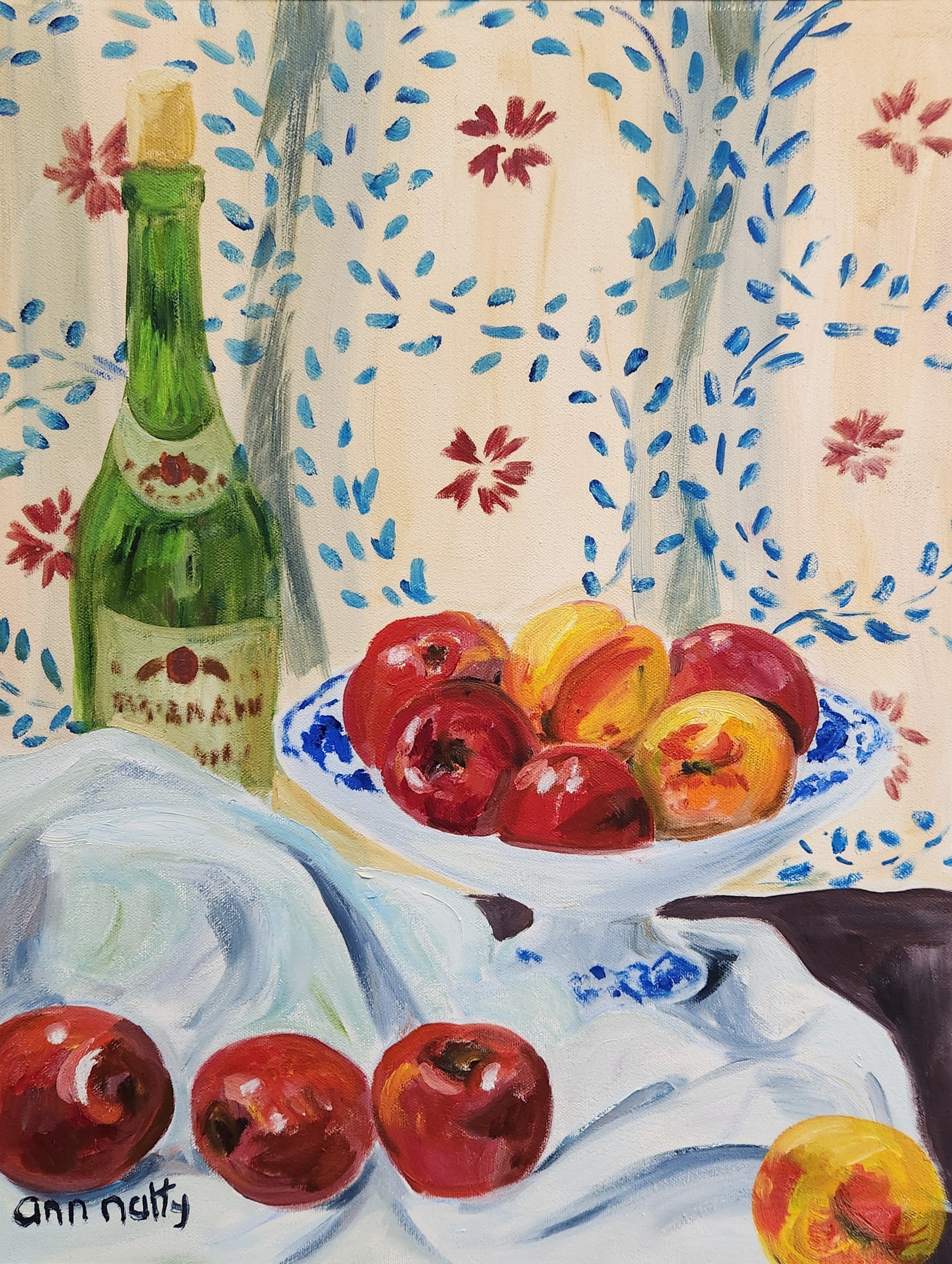 Ann Nalty, Still Life with Wine Bottle, 16x20, oil