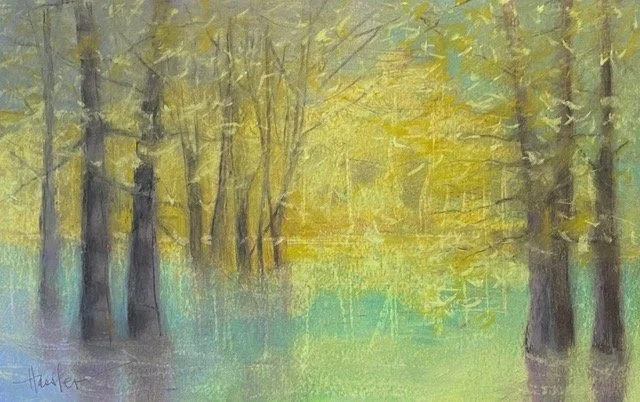 PHA008- Trees on Peterson Lake II, 17x11, pastel