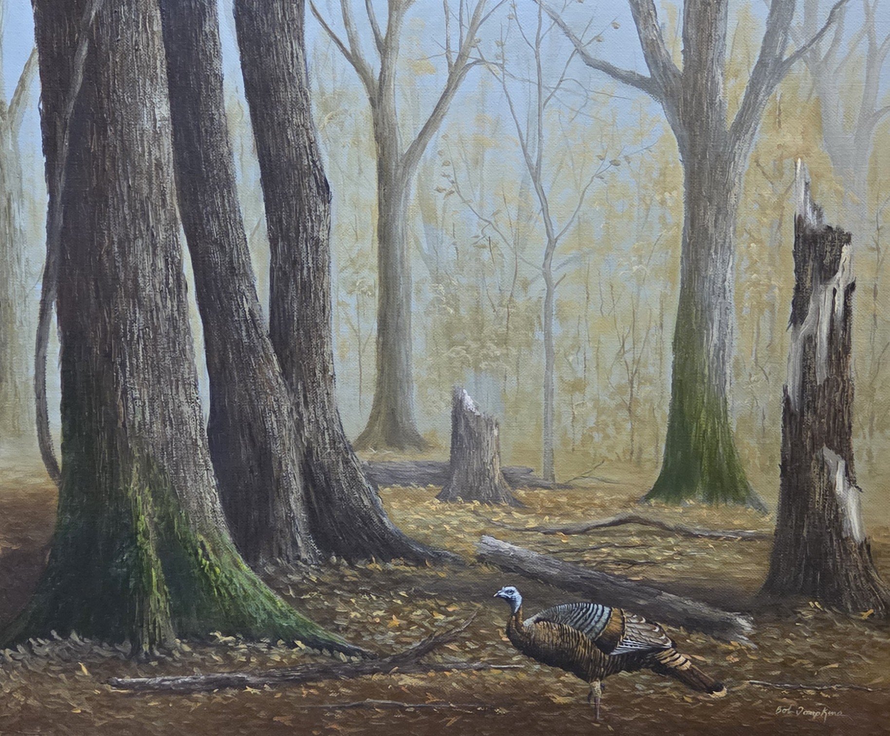 Bob Tompkins, Turkey Amongst Hardwoods, 24x20, oil on canvas