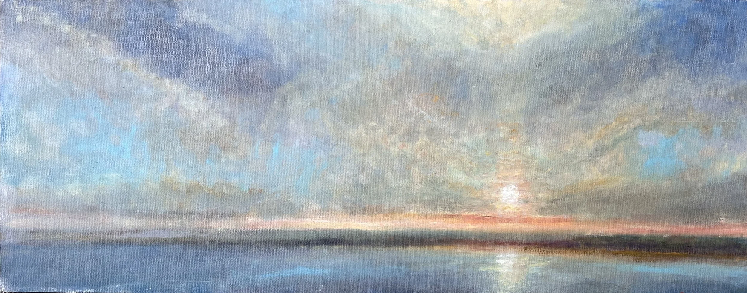 GG605- Sky of Morning Glows, 40x16, oil on canvas