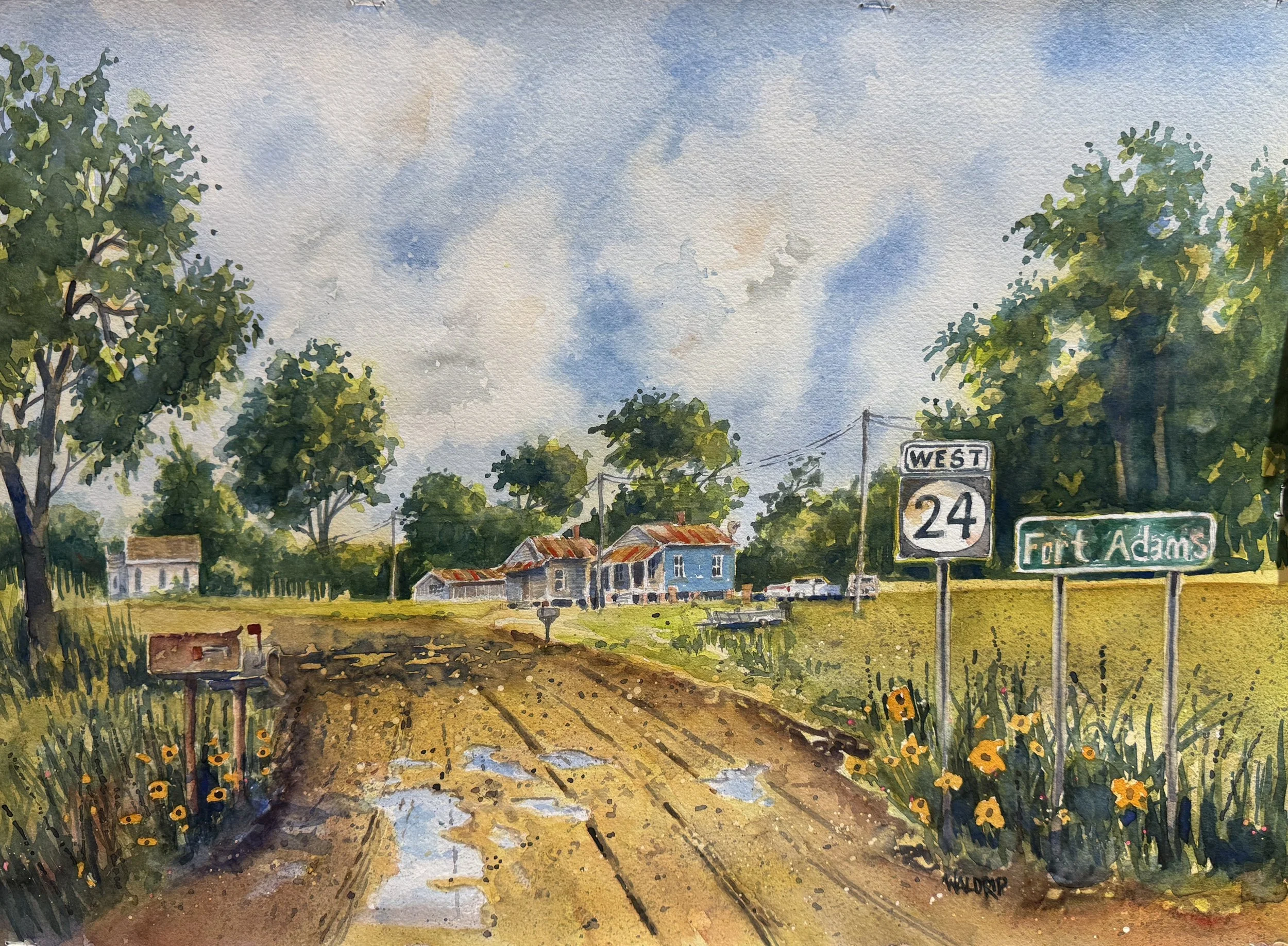 DW480- The Road to Ft. Adams, 19x13.5, watercolor