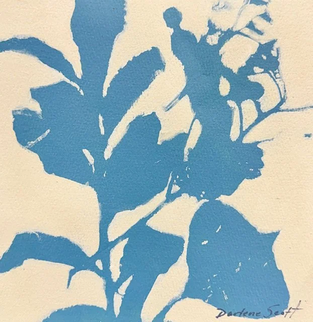 DS226- Little Blue Botanical III, 8x8, acrylic on paper