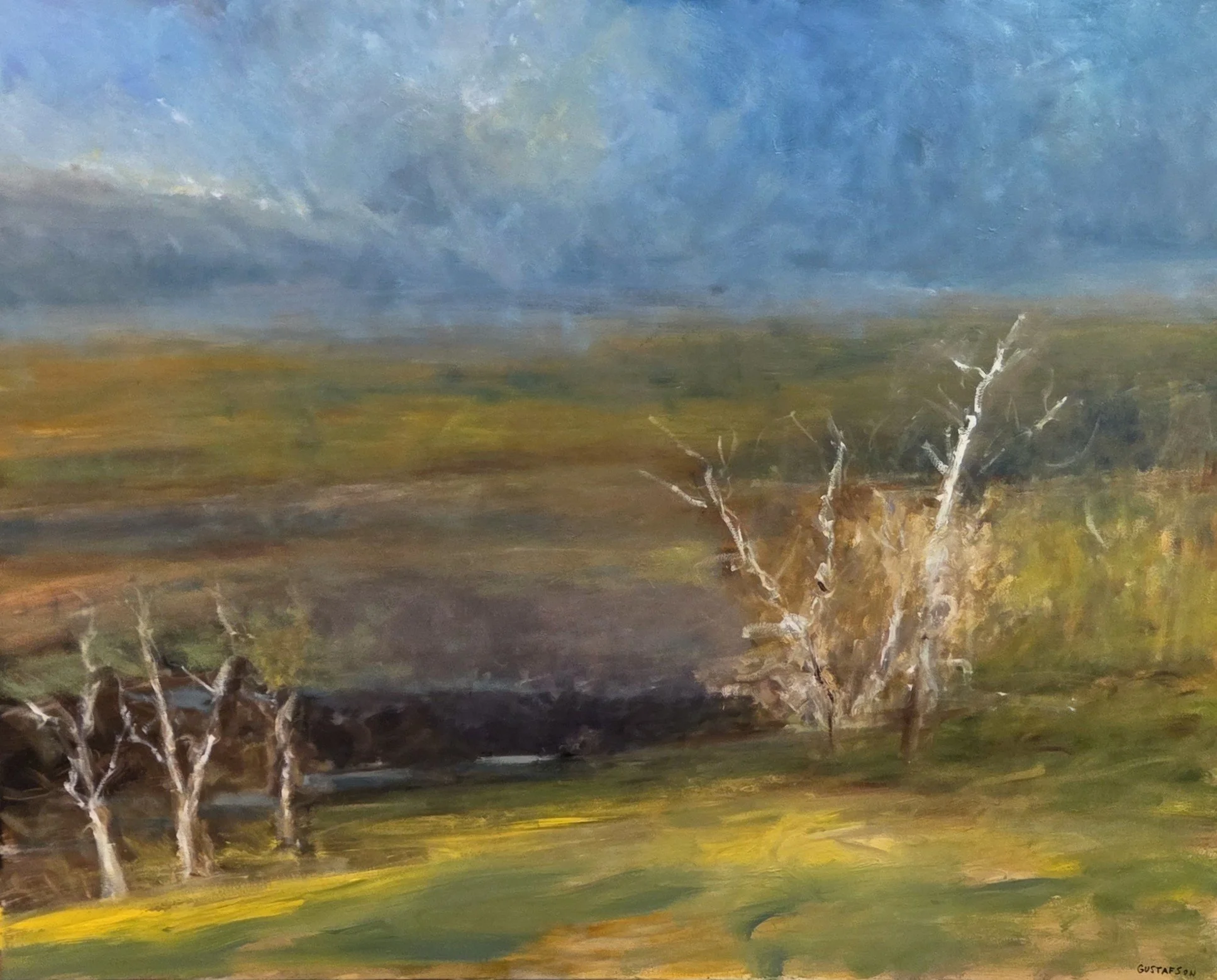 GG661- Between Bare Trees, 60x48, oil on canvas