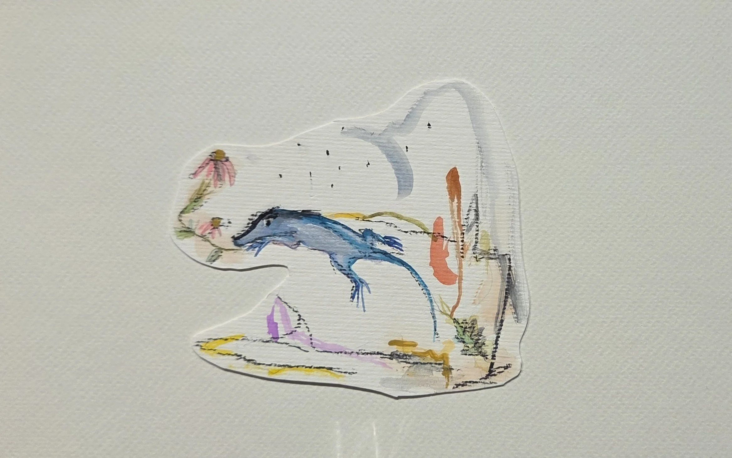 AWS217- Menagerie III, 8x6, mixed media on paper