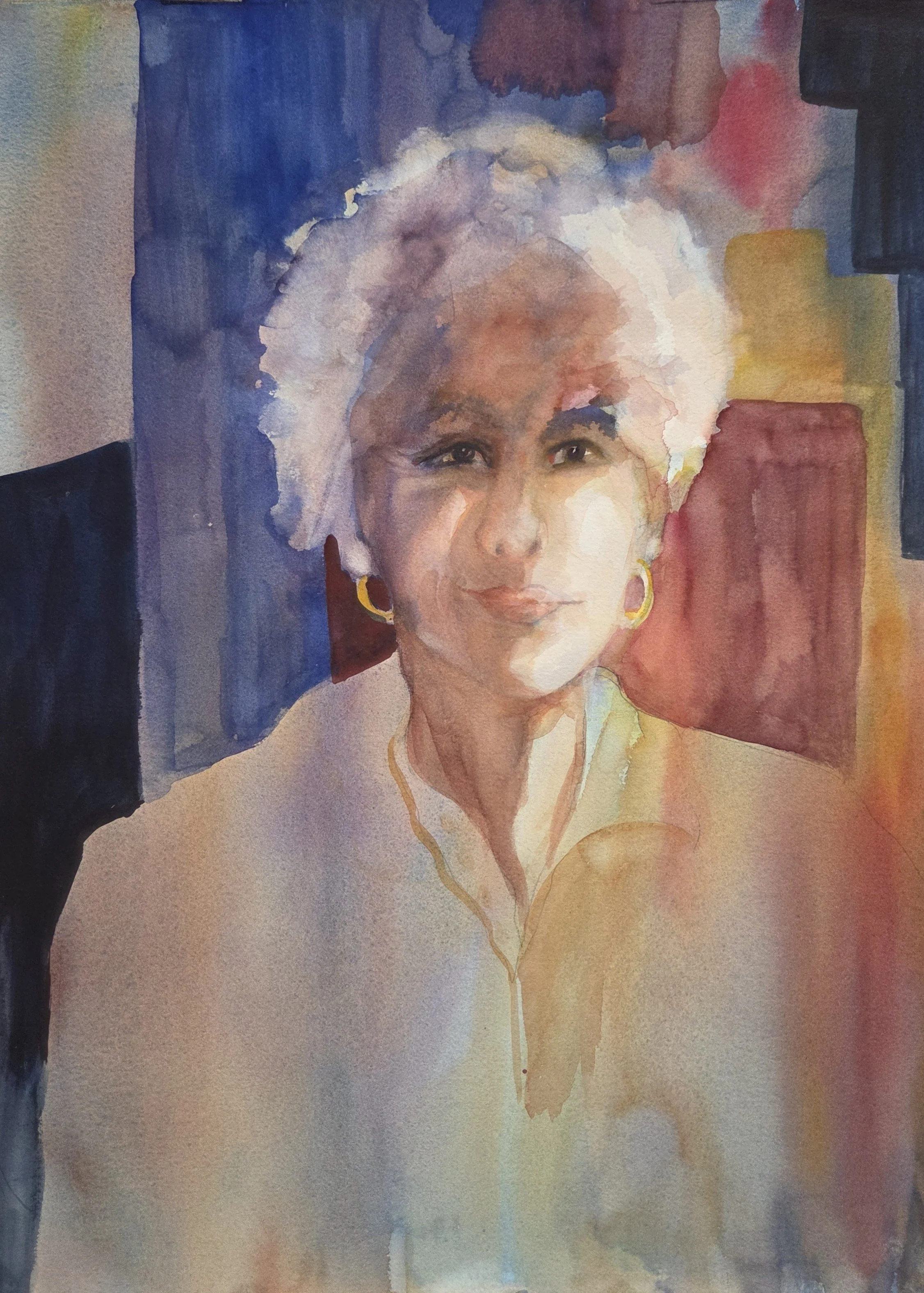 EG002- Gold Earrings, 18x24, watercolor