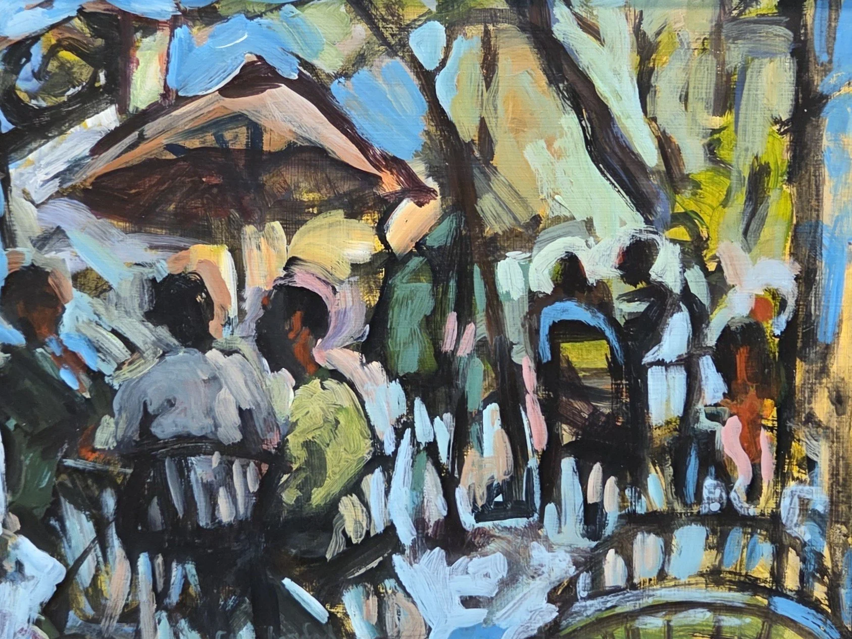 Ellen Langford, Cafe Roma, Berkely, 11x9, acrylic on board 