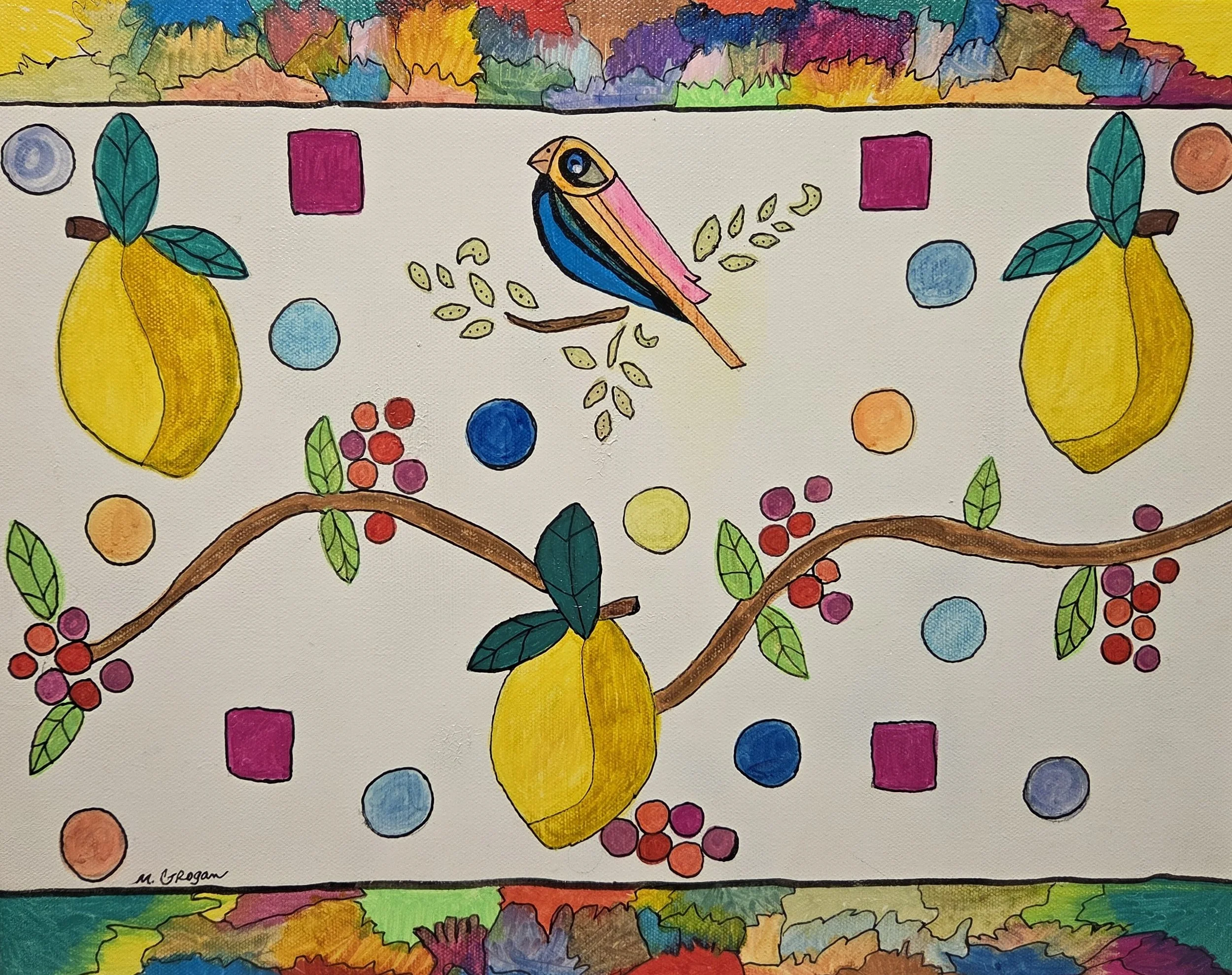 MG100- More Lemons, 18x14, mixed media