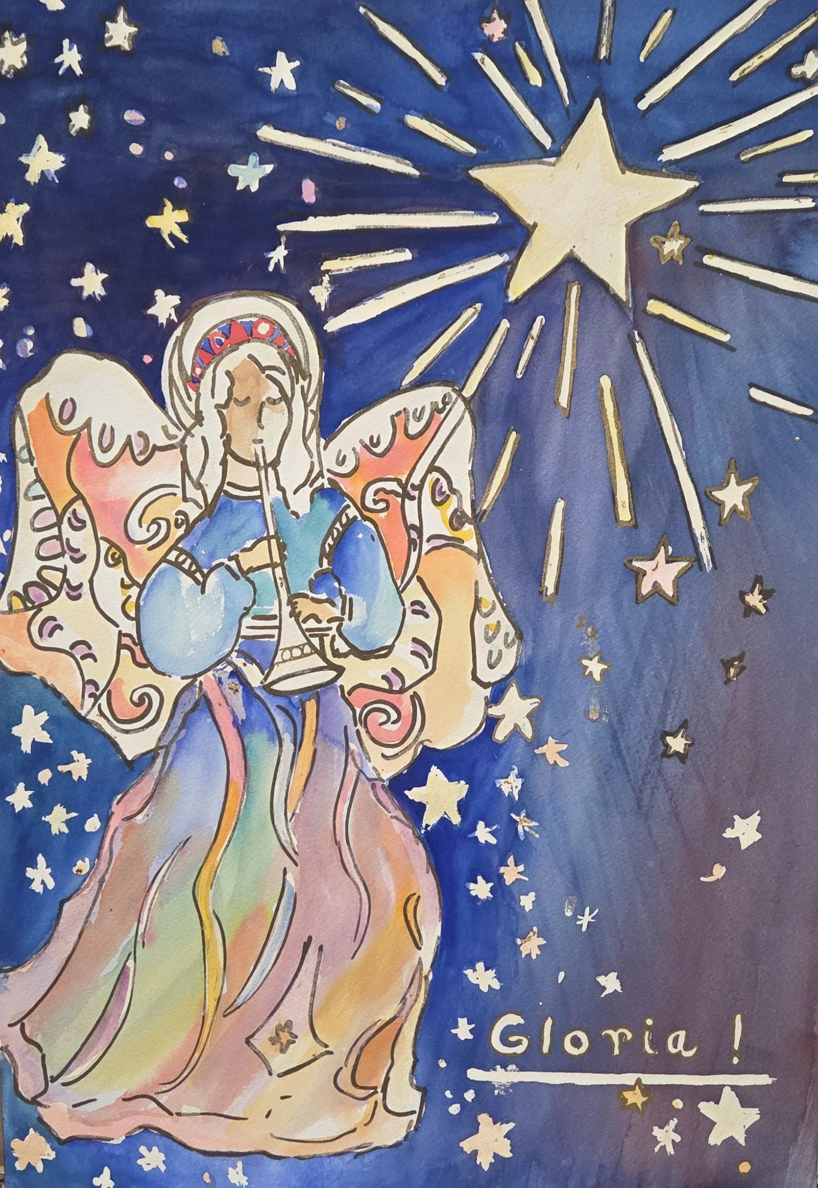 EG139- Gloria!, 14x20, mixed media