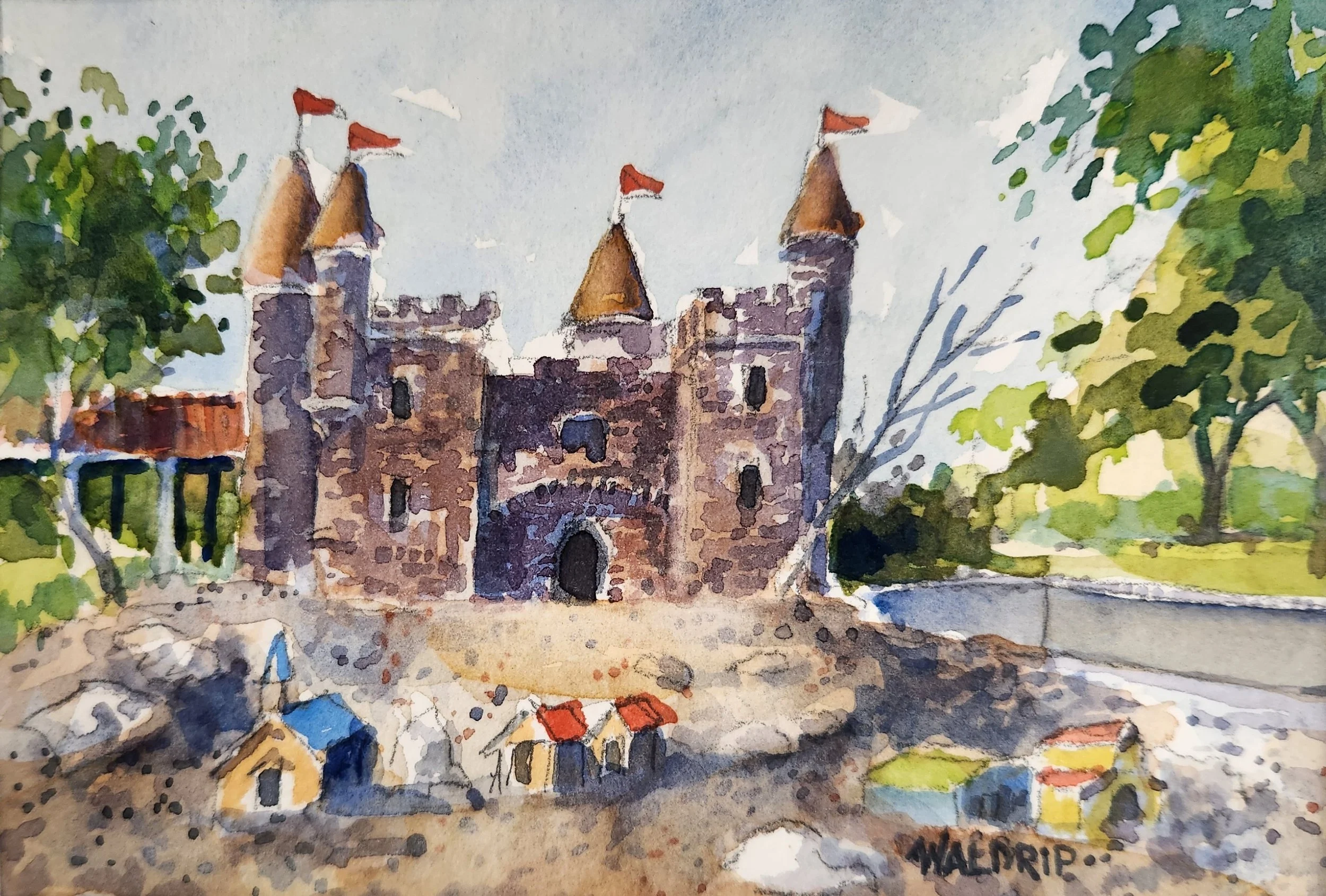 DW408- Monkey Island, Jackson Zoo, 7x5, watercolor