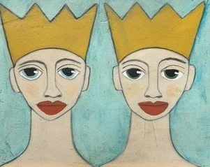 MA462- Pair of Queens, 10x8, mixed media