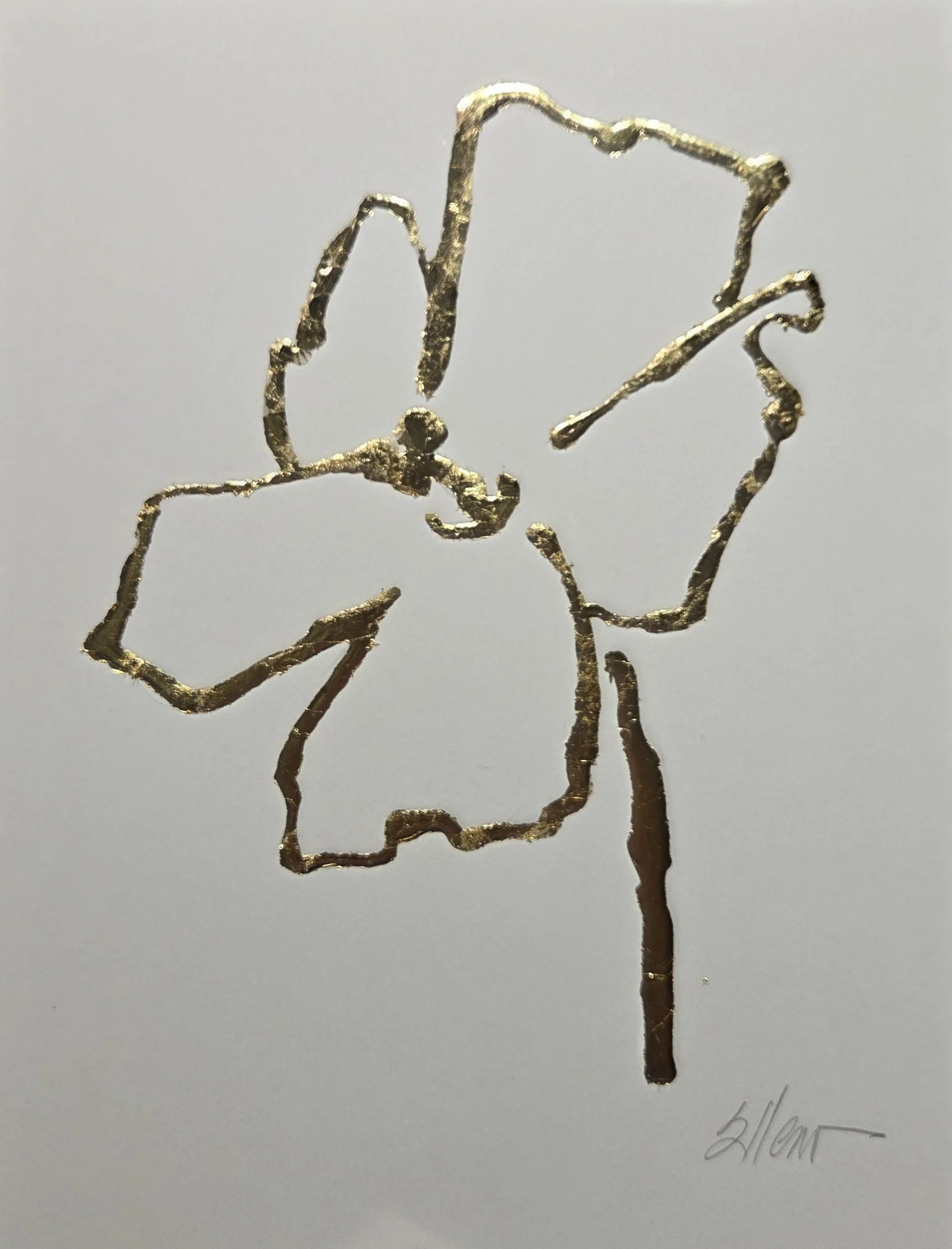 JE785- Golden Flora VIII, 9x12, mixed media
