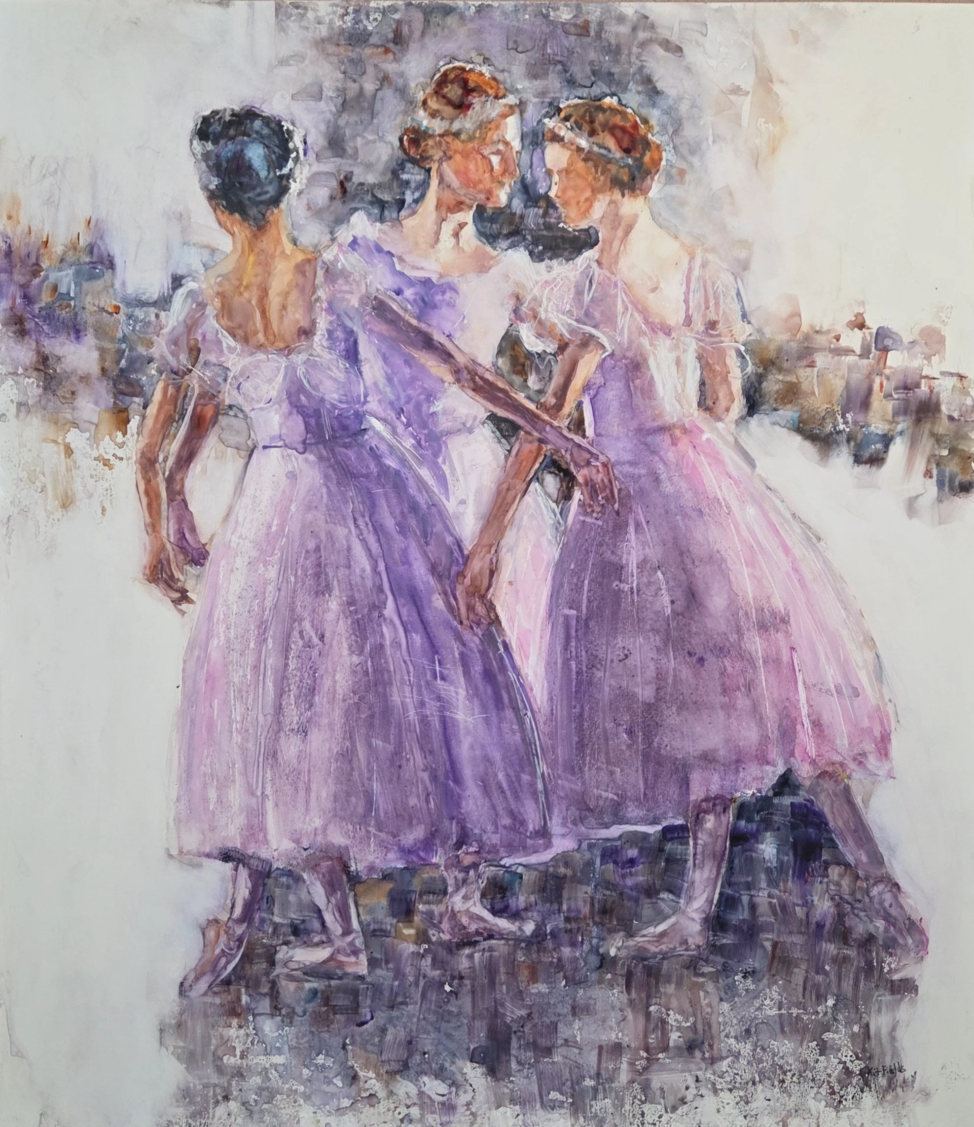 KF825- Lilac Waltz, 23x26, watercolor on yupo